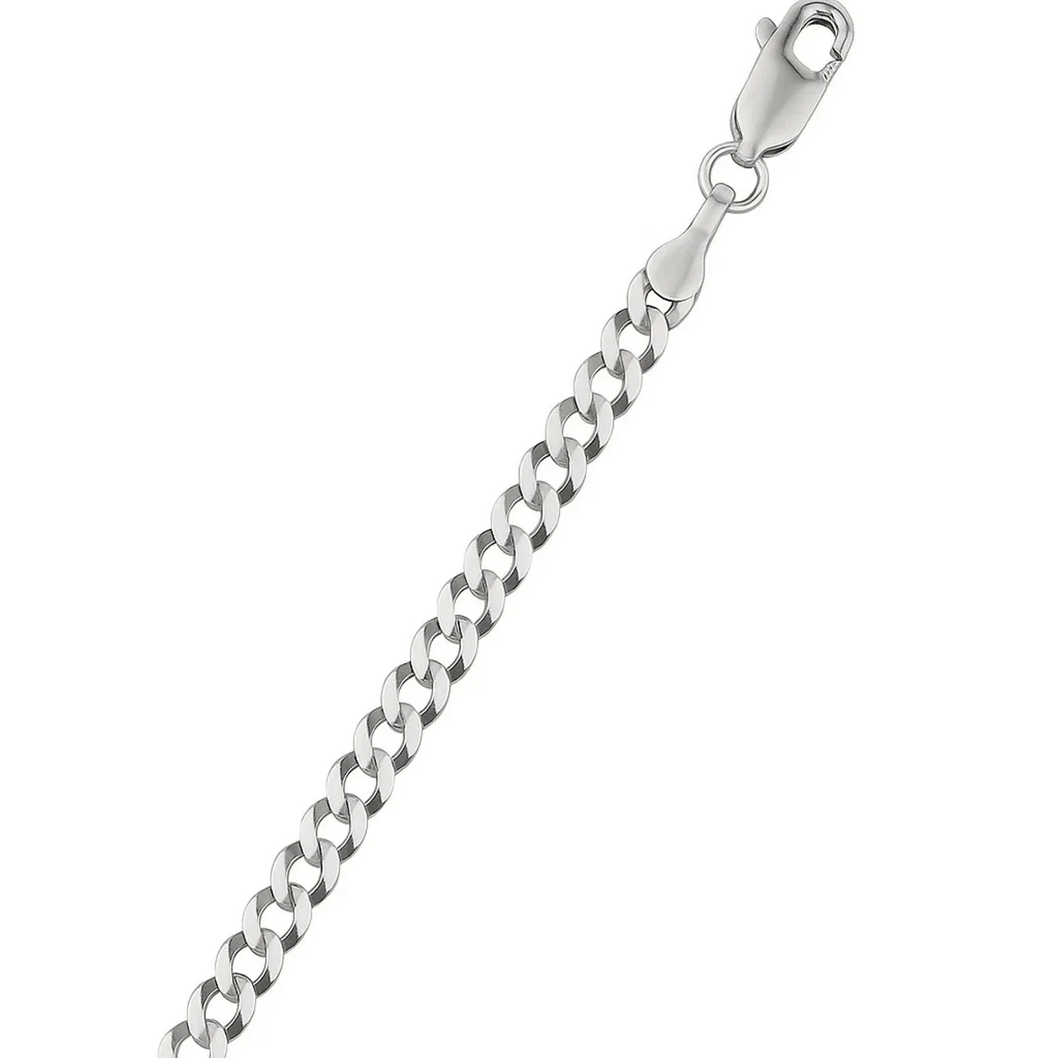 3.6mm 14k White Gold Solid Curb Bracelet - Image 20