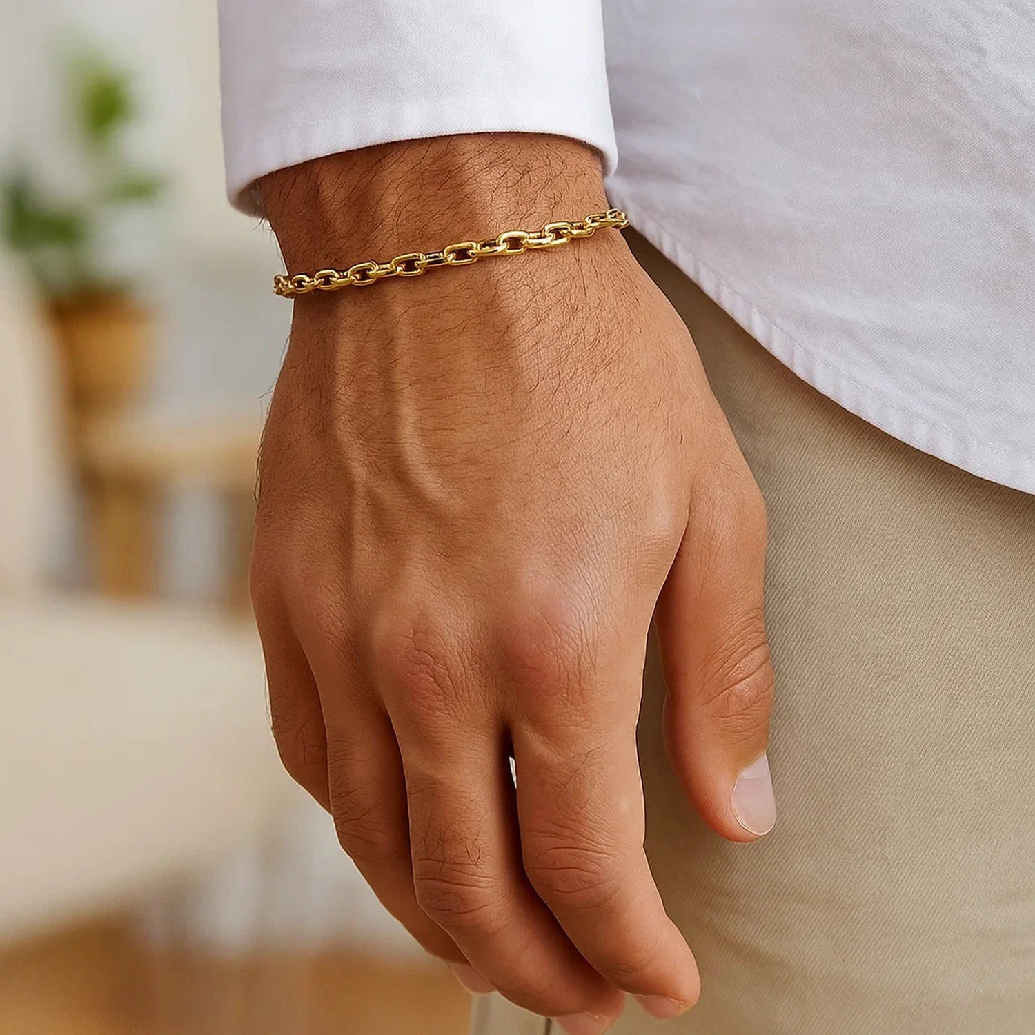 3.6mm 14k Yellow Gold French Cable Chain Bracelet - Image 5