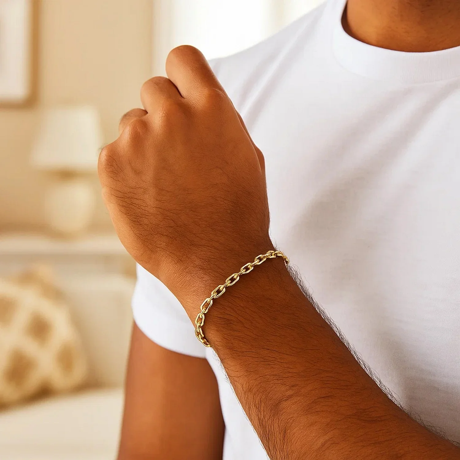 3.6mm 14k Yellow Gold French Cable Chain Bracelet - Image 6