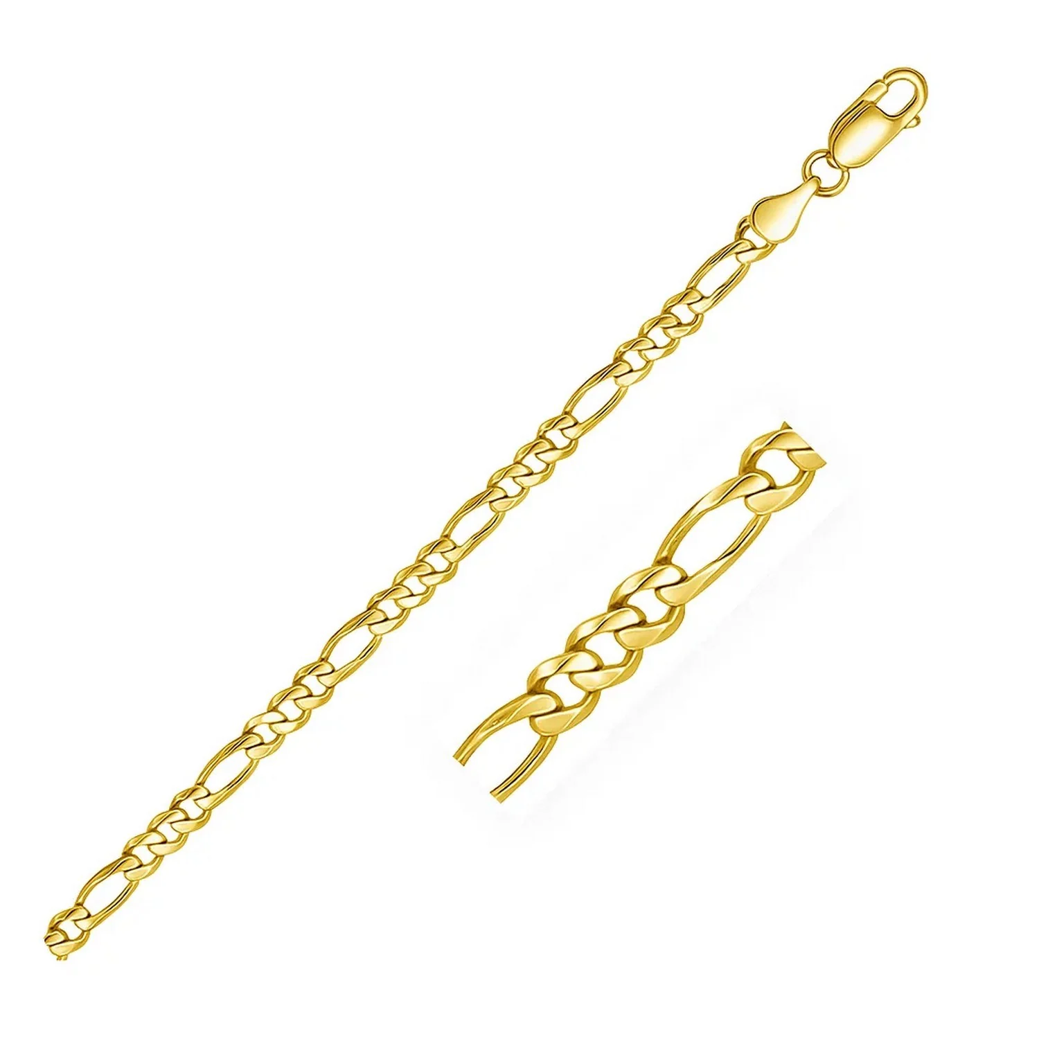 3.7mm 10k Yellow Gold Link Figaro Bracelet