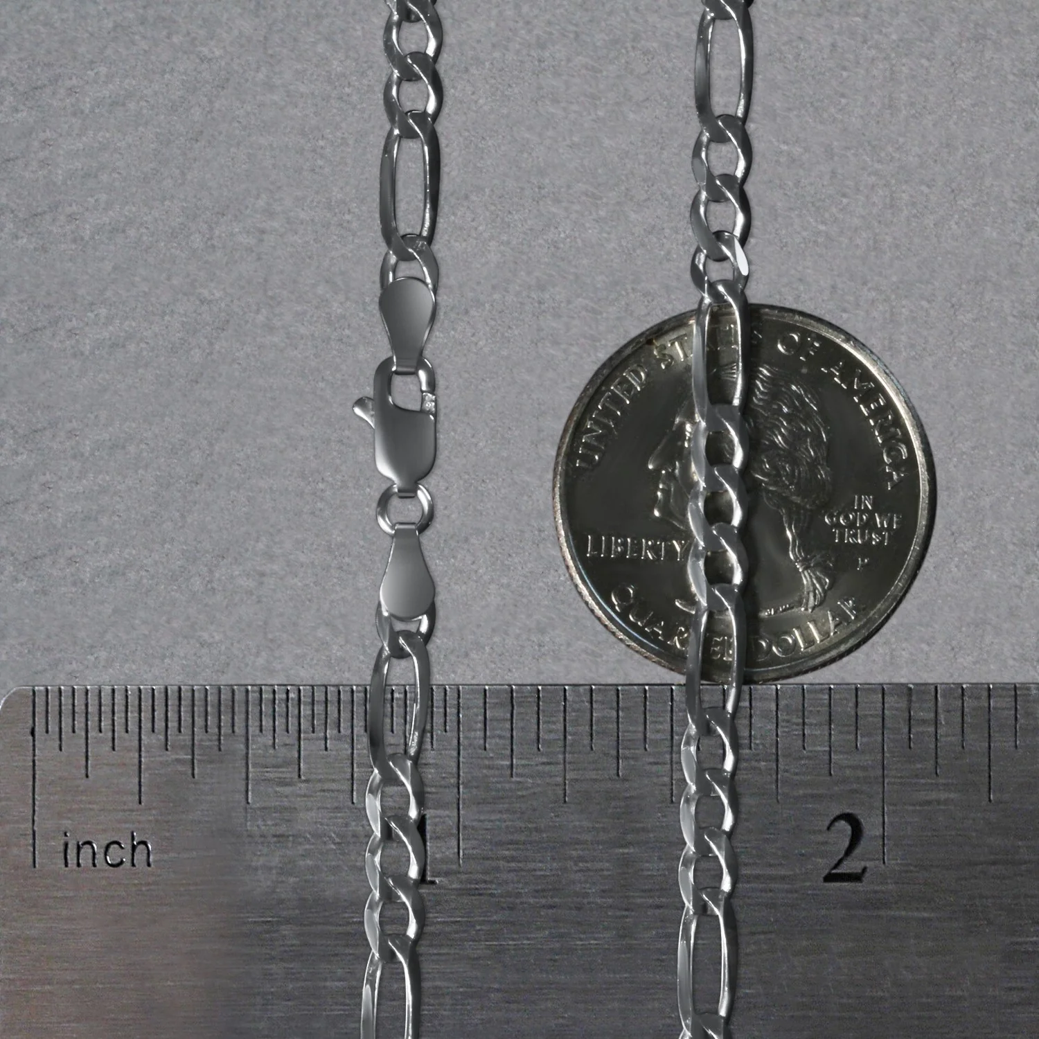 3.8mm 14k White Gold Solid Figaro Chain - Image 15