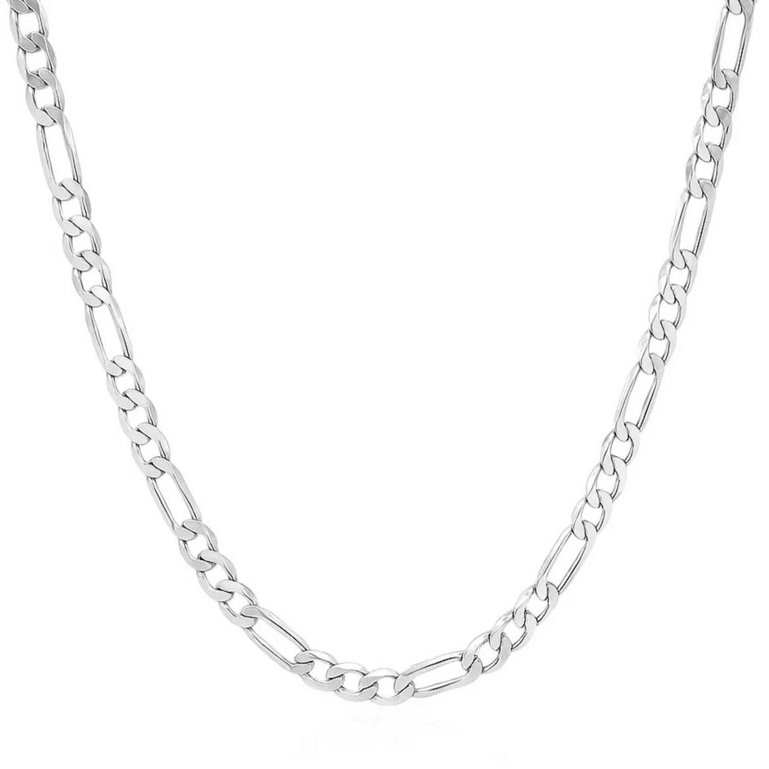 3.8mm 14k White Gold Solid Figaro Chain - Image 4