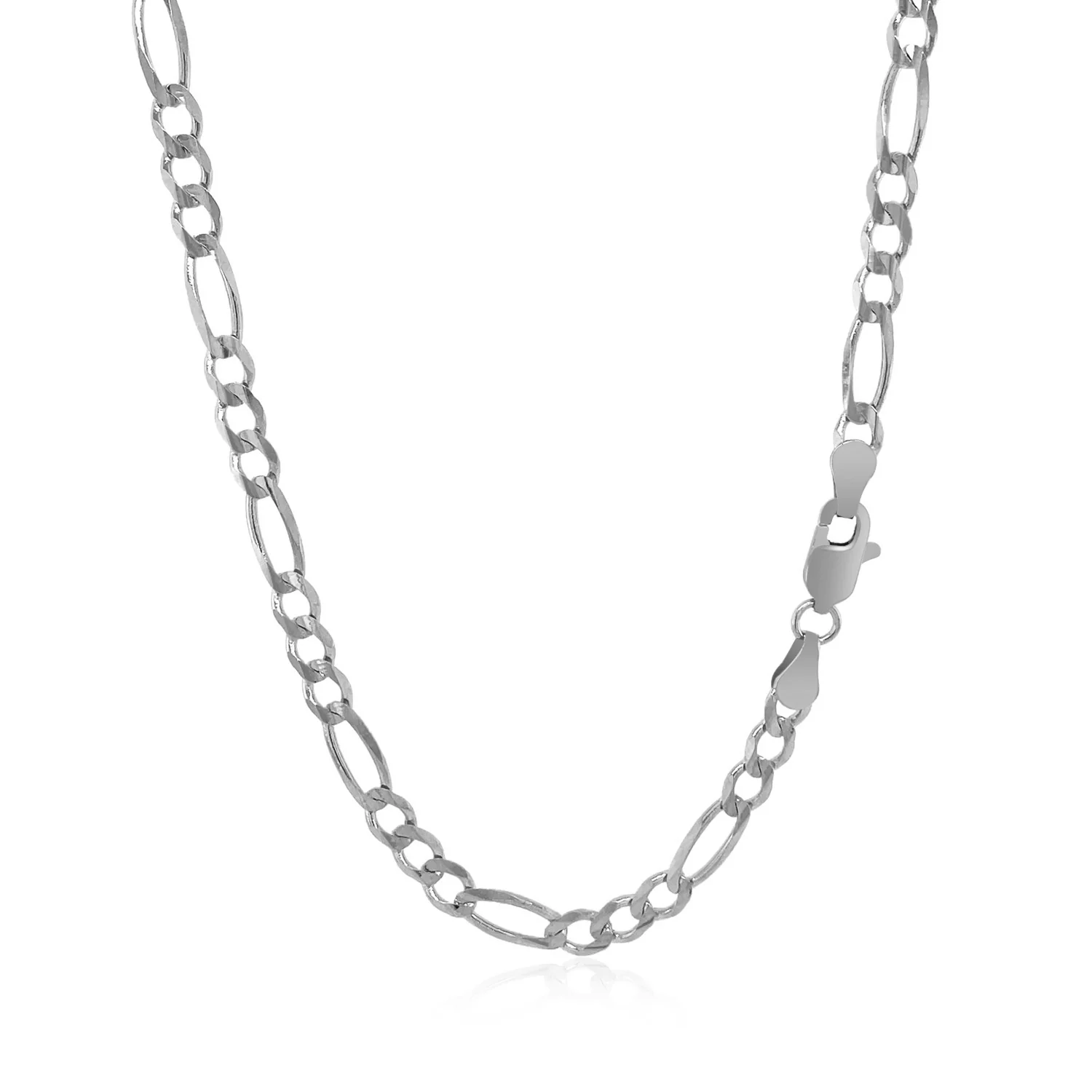 3.8mm 14k White Gold Solid Figaro Chain - Image 5
