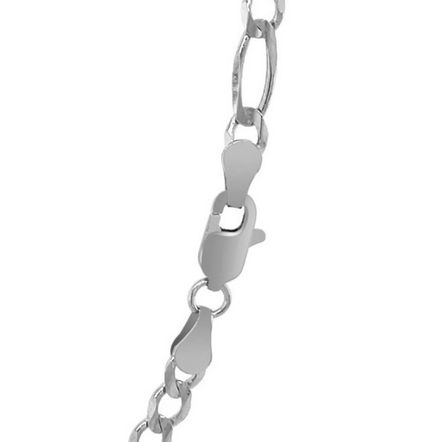 3.8mm 14k White Gold Solid Figaro Chain - Image 7