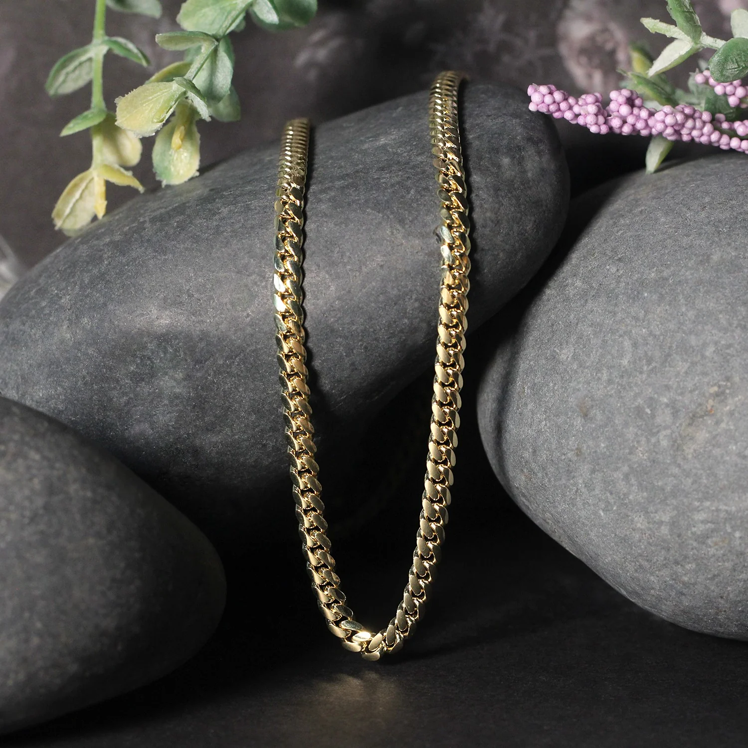 3.9mm 10k Yellow Gold Classic Miami Cuban Solid Chain - Image 4