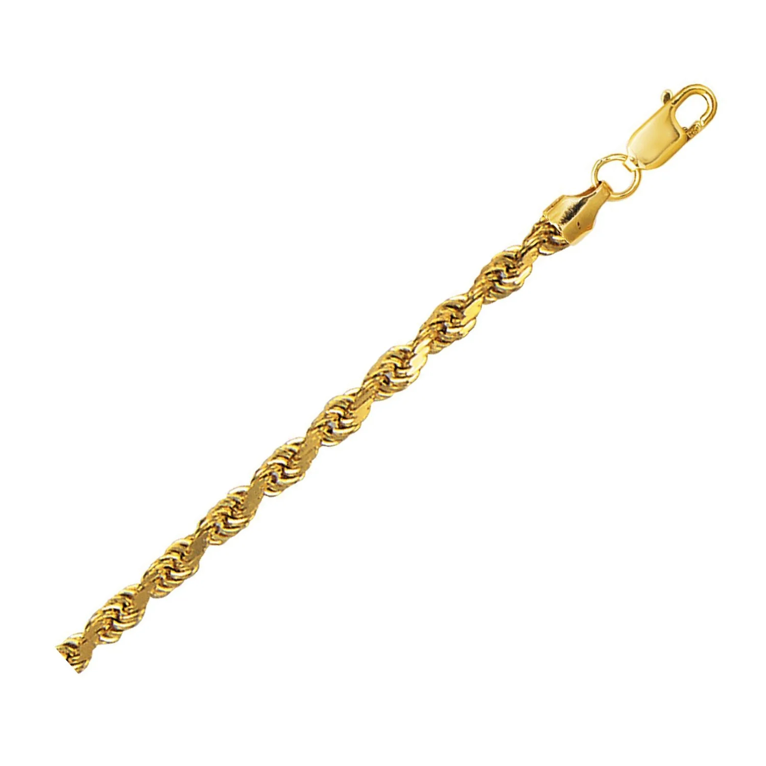 4.0mm 10K Yellow Gold Hollow Diamond Cut Rope Chain - Image 2