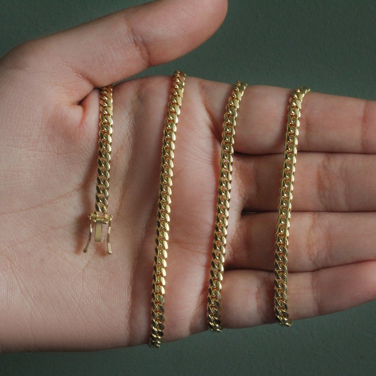 4.0mm 14k Yellow Gold Classic Solid Miami Cuban Chain - Image 6