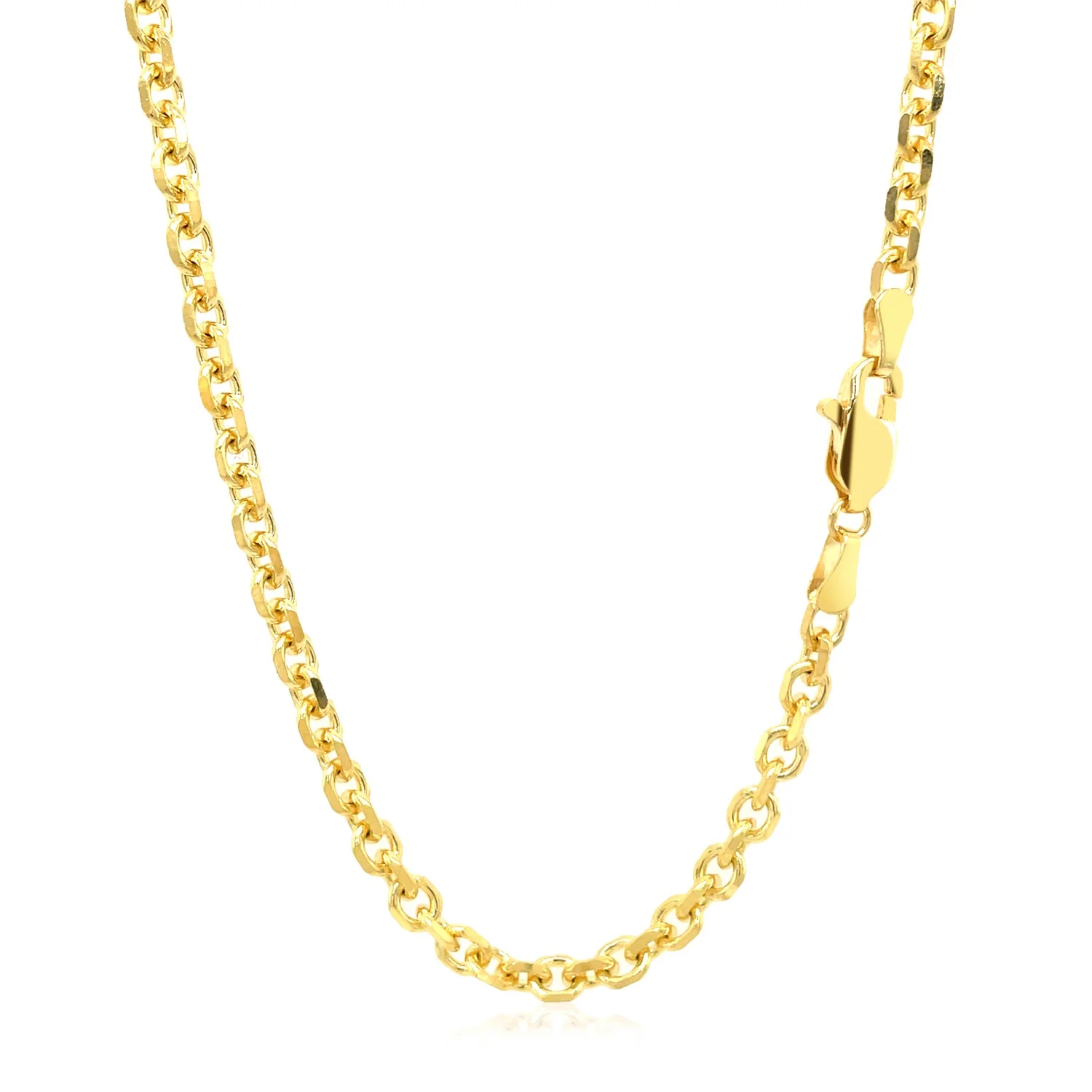 4.0mm 14k Yellow Gold Diamond Cut Cable Link Chain - Image 10