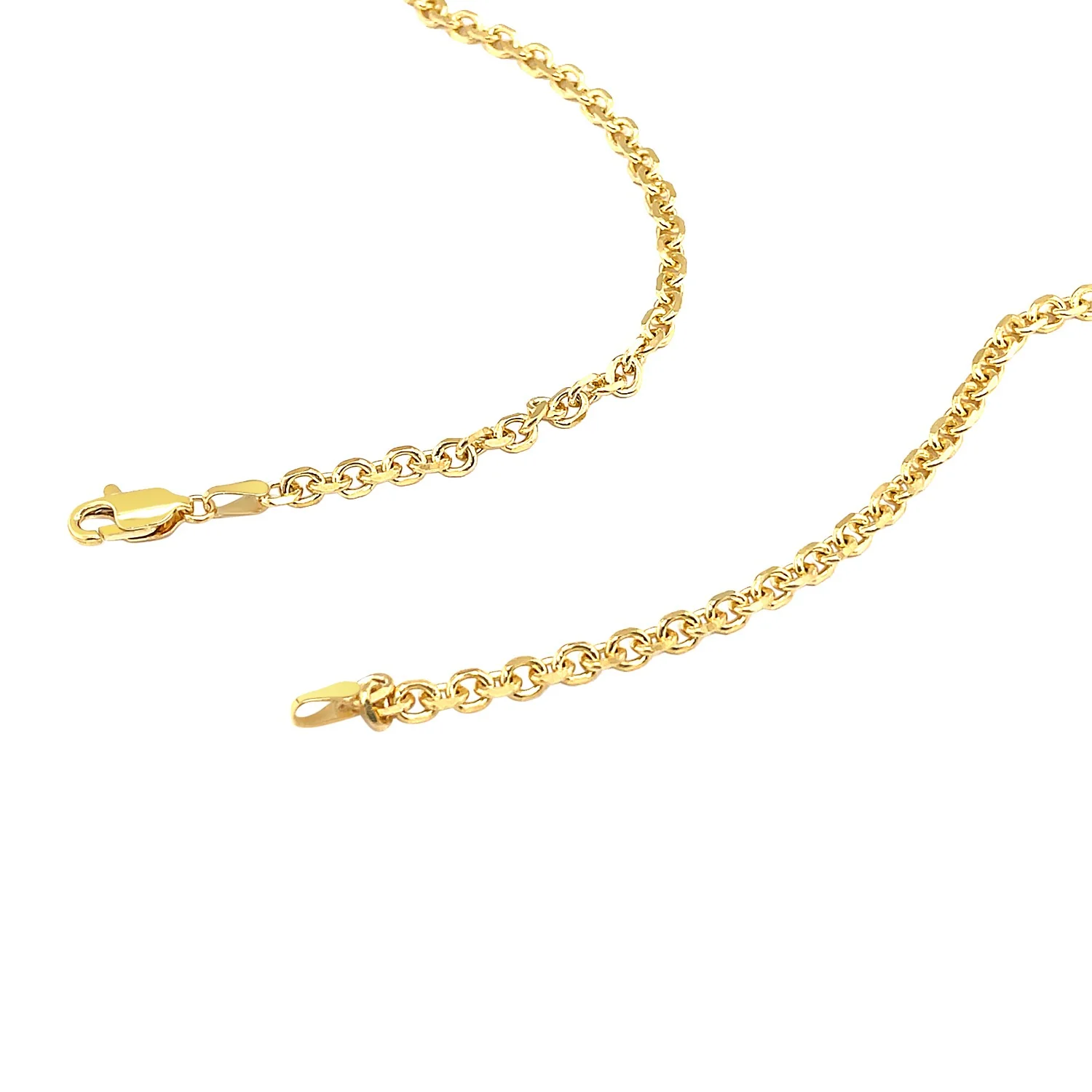 4.0mm 14k Yellow Gold Diamond Cut Cable Link Chain - Image 13