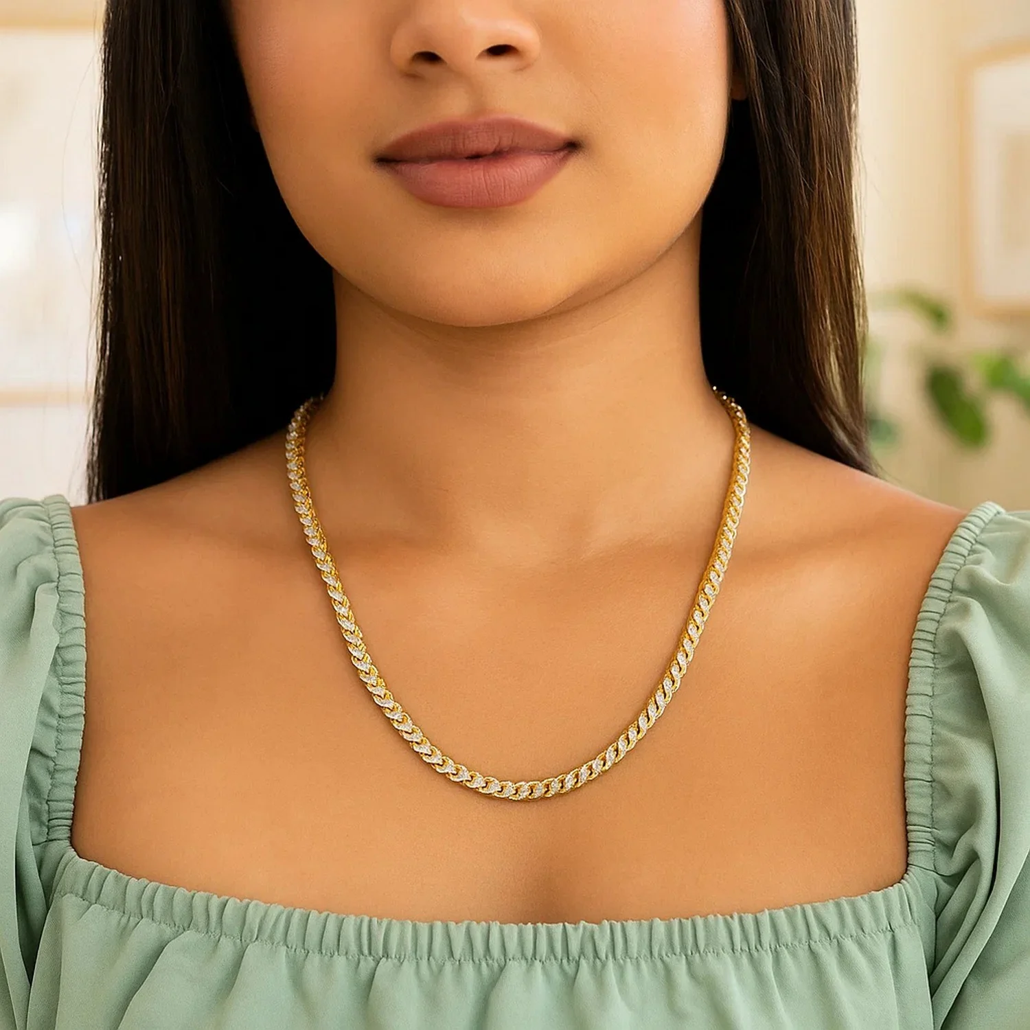 4.0mm 14k Yellow Gold Round Pave Franco Chain - Image 12