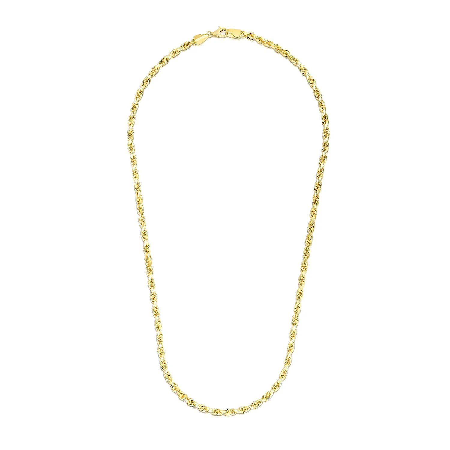 4.0mm 14k Yellow Gold Solid Diamond Cut Rope Chain - Image 10