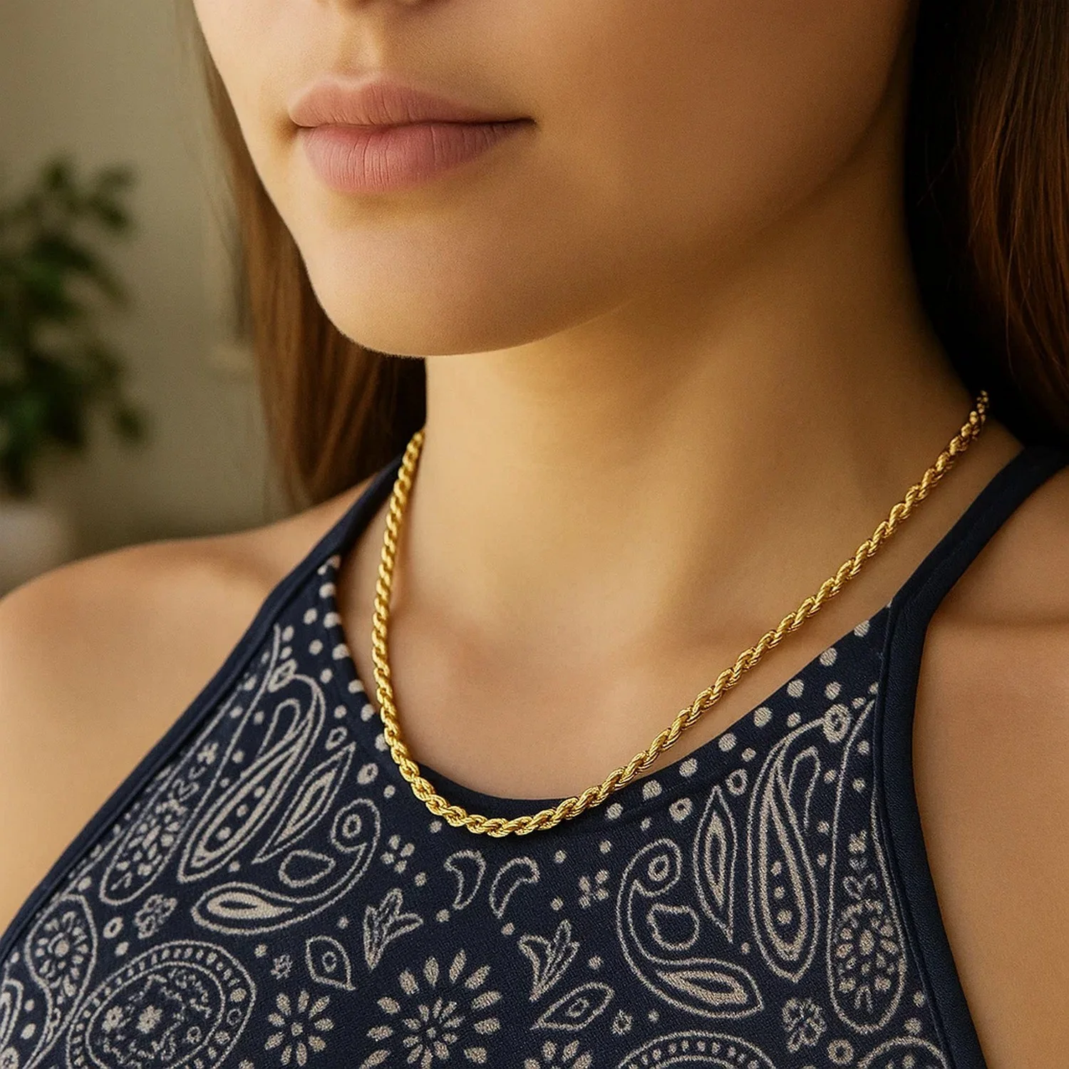 4.0mm 14k Yellow Gold Solid Diamond Cut Rope Chain - Image 22