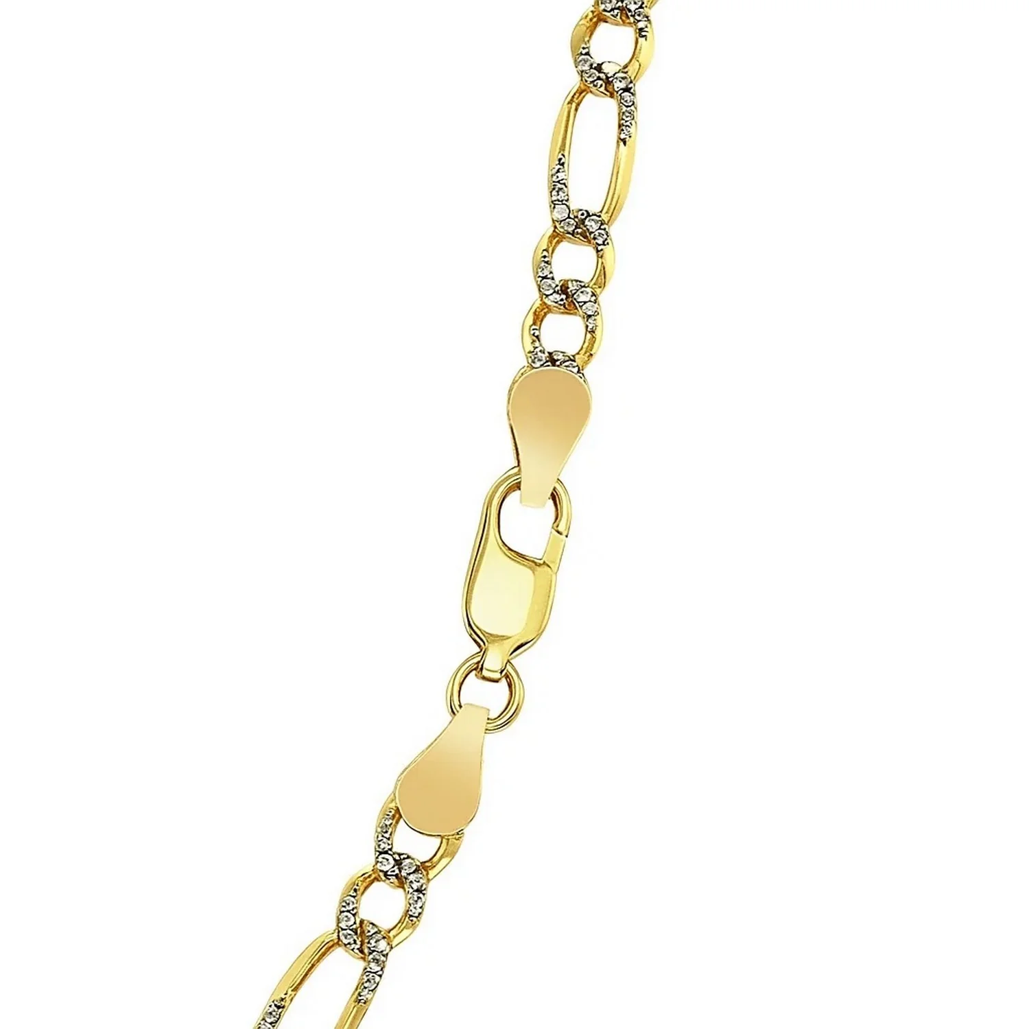 4.0mm 14K Yellow Gold Solid Pave Figaro Chain - Image 21
