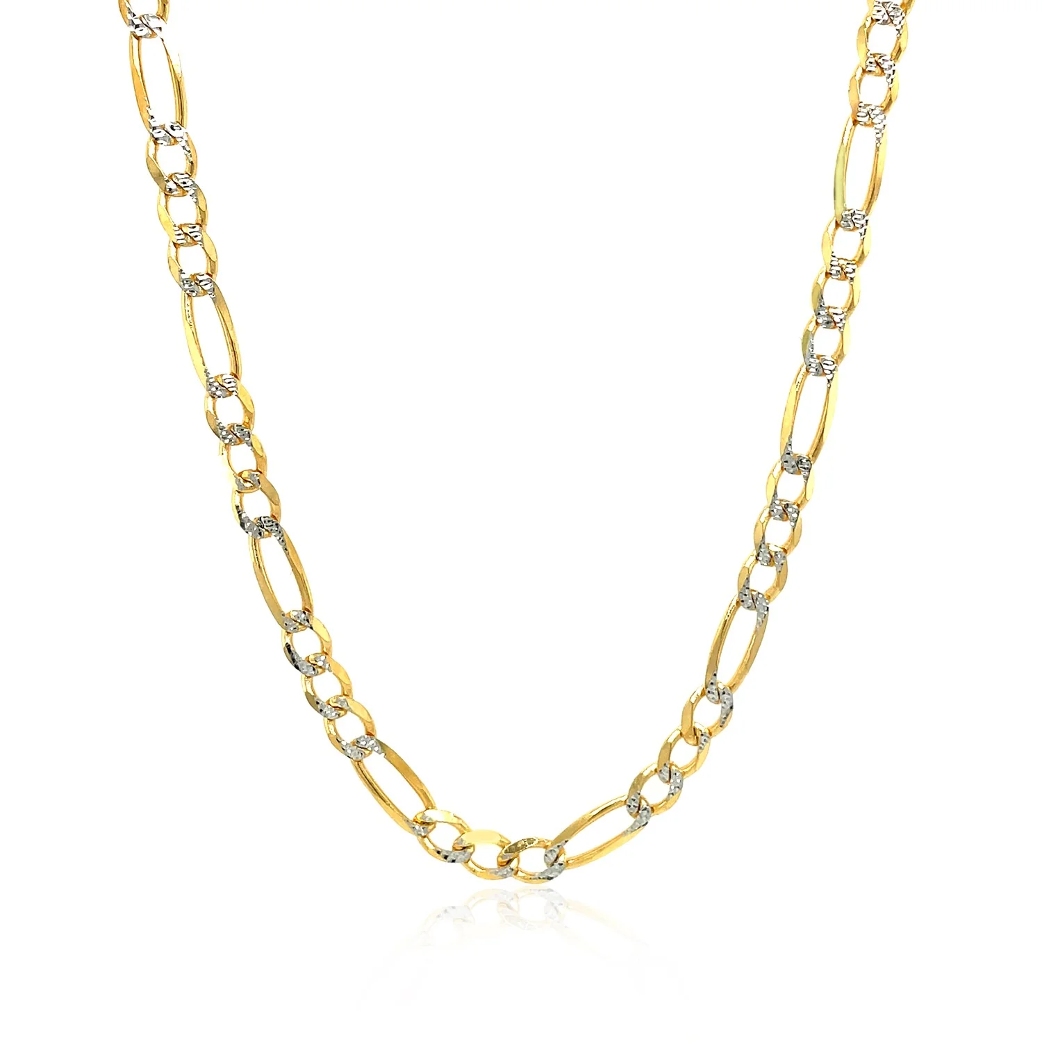 4.0mm 14K Yellow Gold Solid Pave Figaro Chain - Image 8