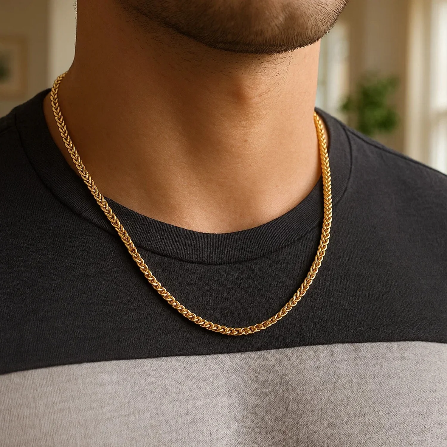 4.0mm 14k Yellow Solid Gold Diamond Cut Round Franco Chain - Image 2