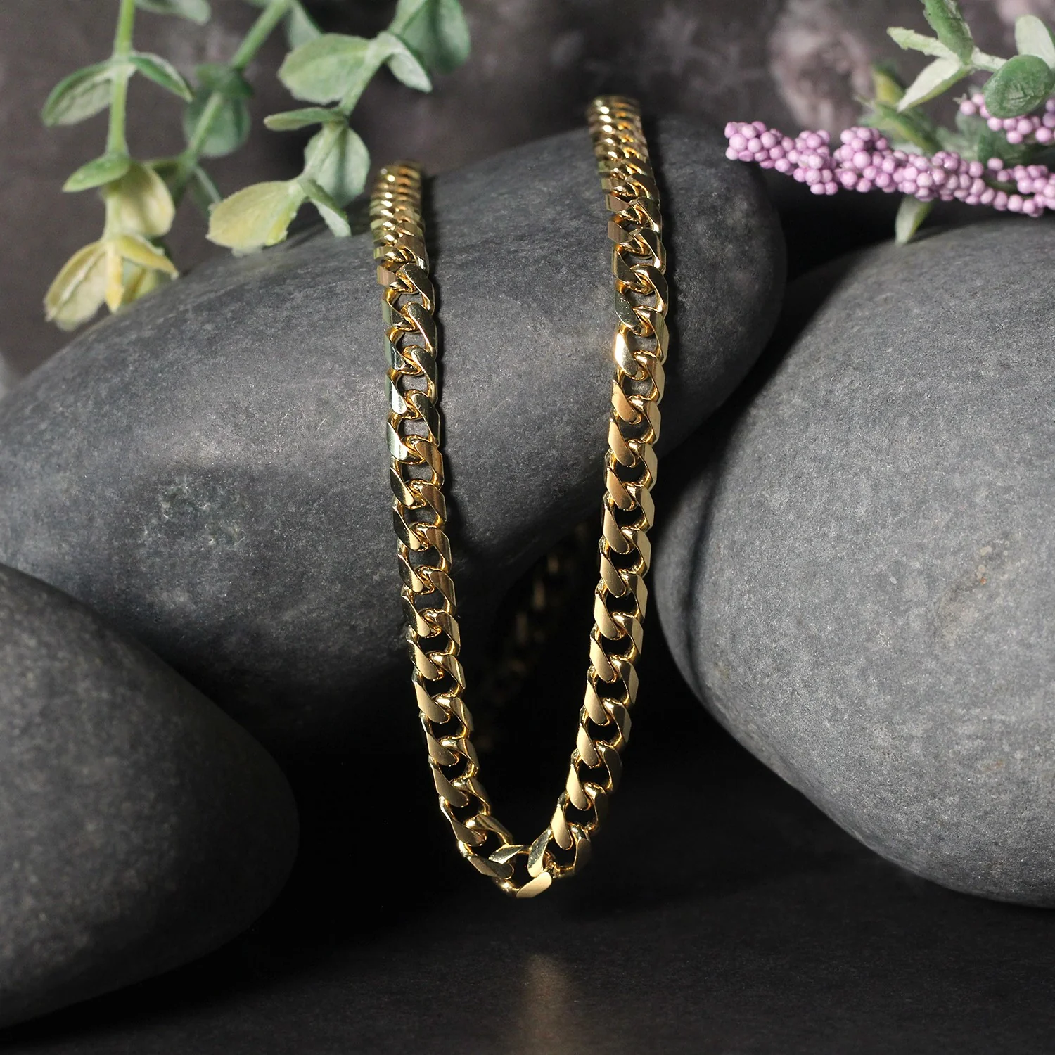 4.4mm 14k Yellow Gold Solid Miami Cuban Chain - Image 3