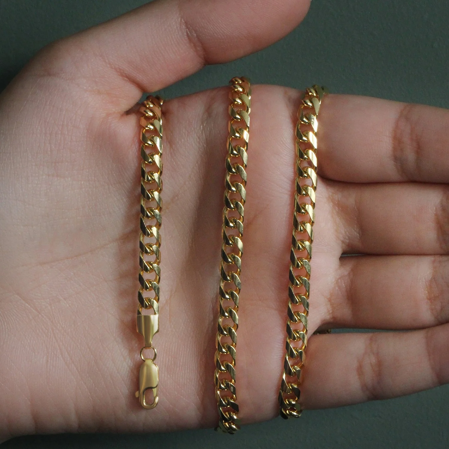 4.4mm 14k Yellow Gold Solid Miami Cuban Chain - Image 4