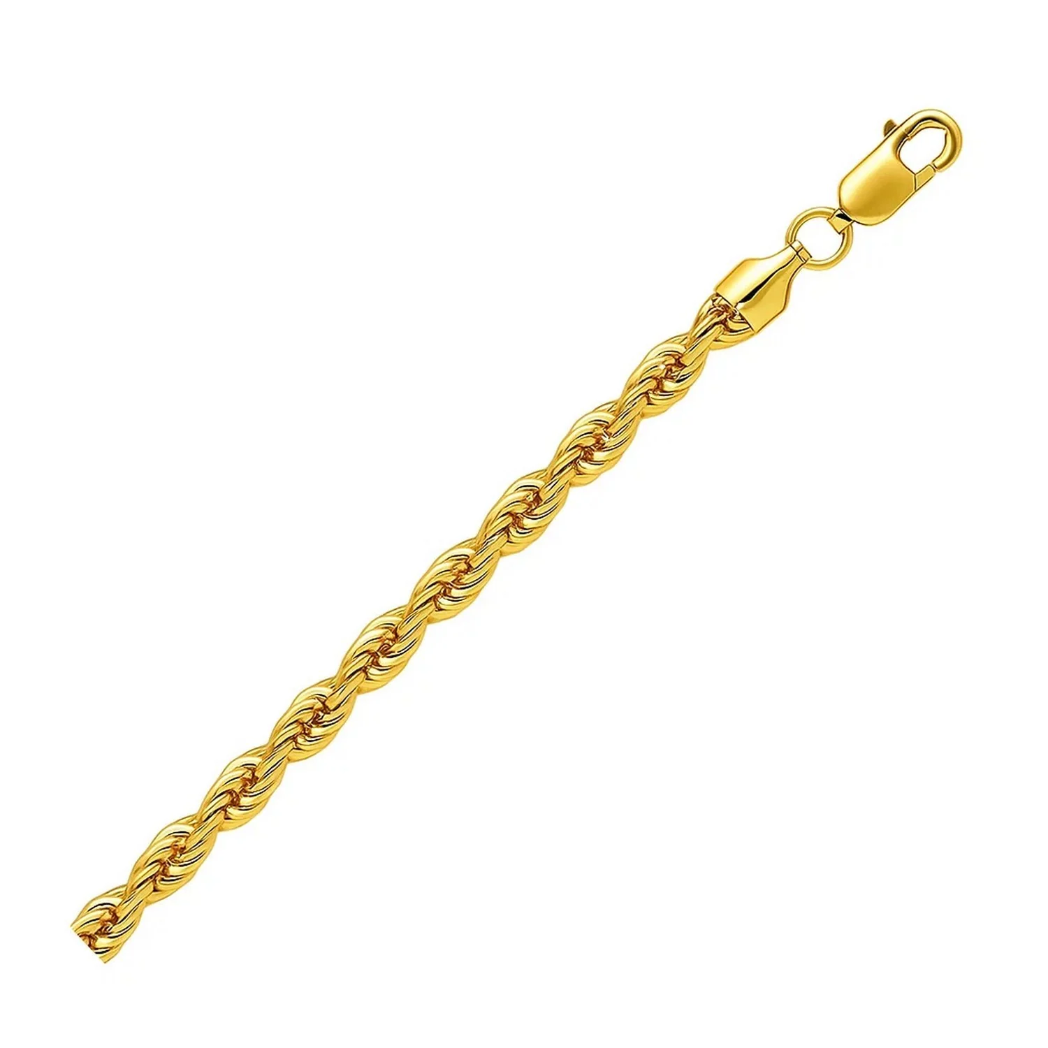 4.5mm 10K Yellow Gold Hollow Diamond Cut Rope Chain - Image 2