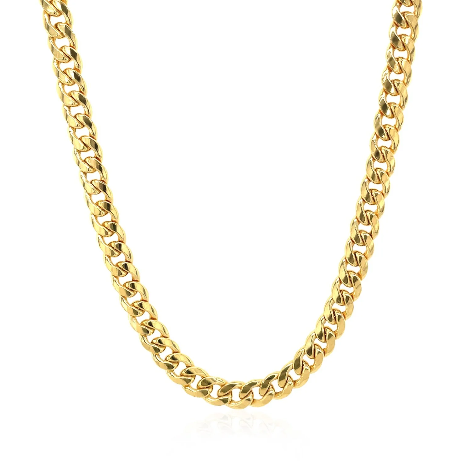 4.5mm 10k Yellow Gold Miami Cuban Semi Solid Chain - Image 2