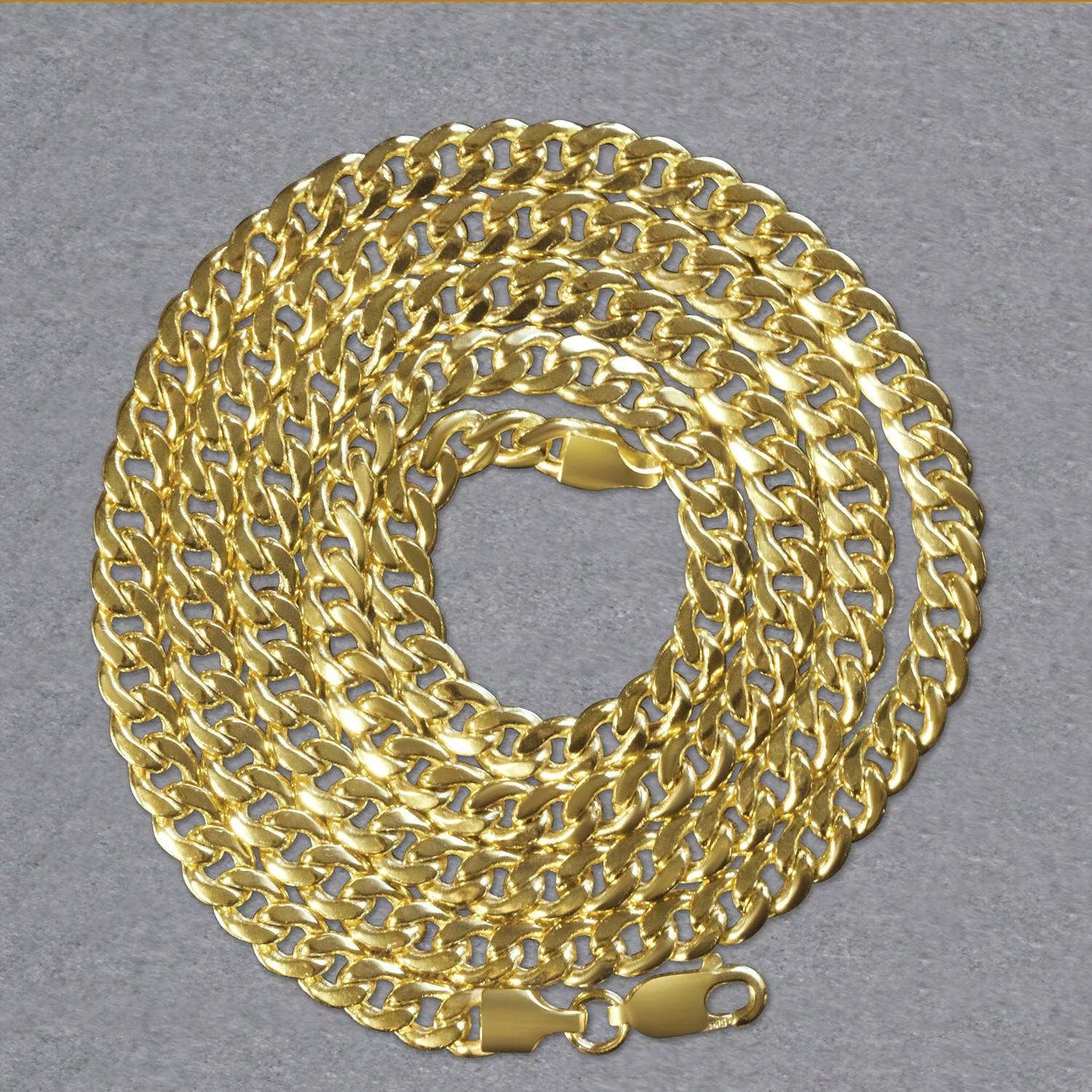 4.5mm 10k Yellow Gold Miami Cuban Semi Solid Chain - Image 5