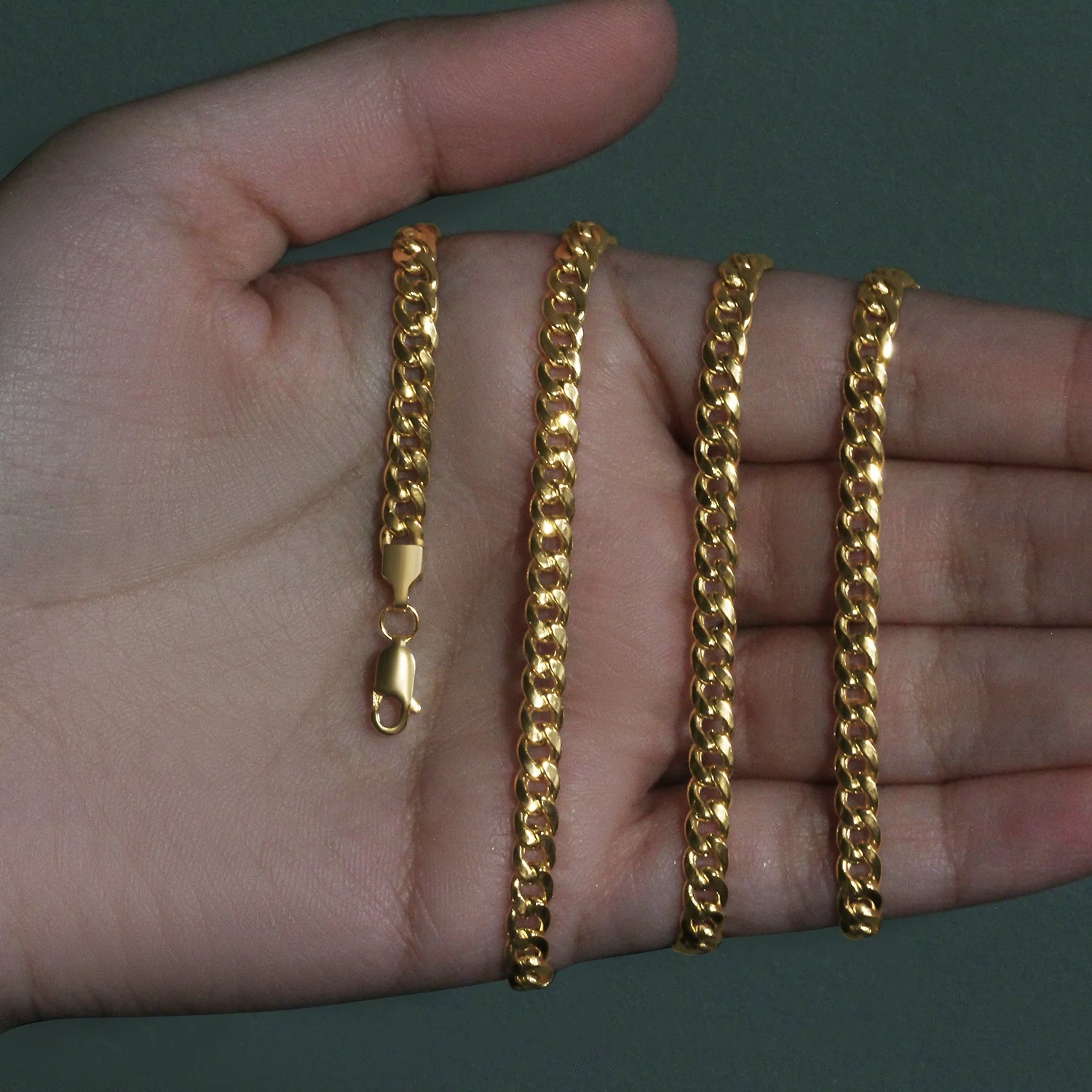 4.5mm 10k Yellow Gold Miami Cuban Semi Solid Chain - Image 7