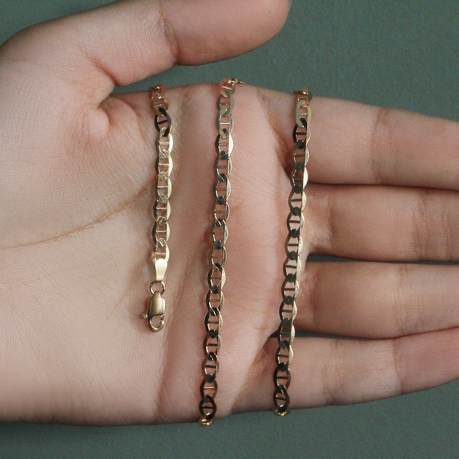 4.5mm 14k Yellow Gold Mariner Link Chain - Image 16