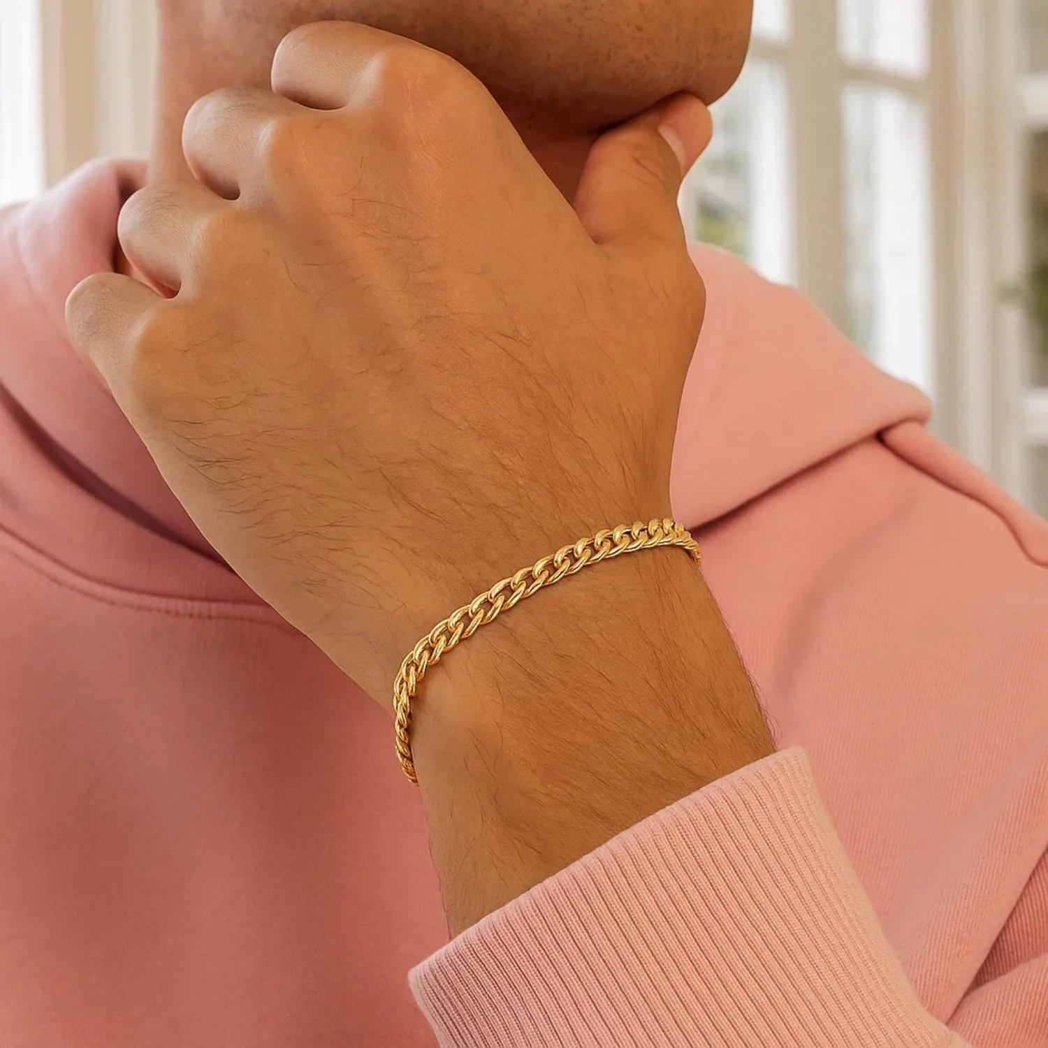 4.5mm 14k Yellow Gold Miami Cuban Semi Solid Bracelet - Image 4