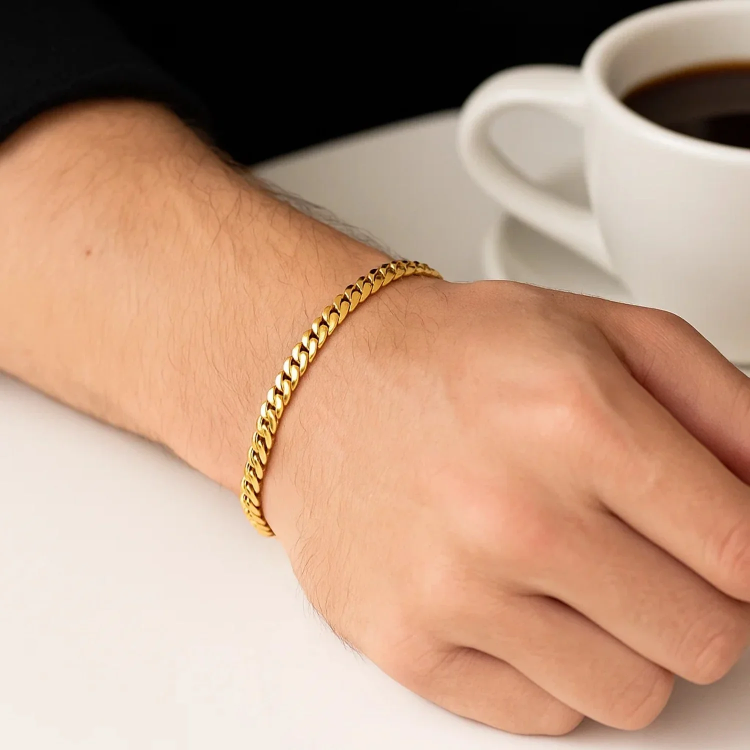 4.5mm 14k Yellow Gold Miami Cuban Semi Solid Bracelet - Image 5