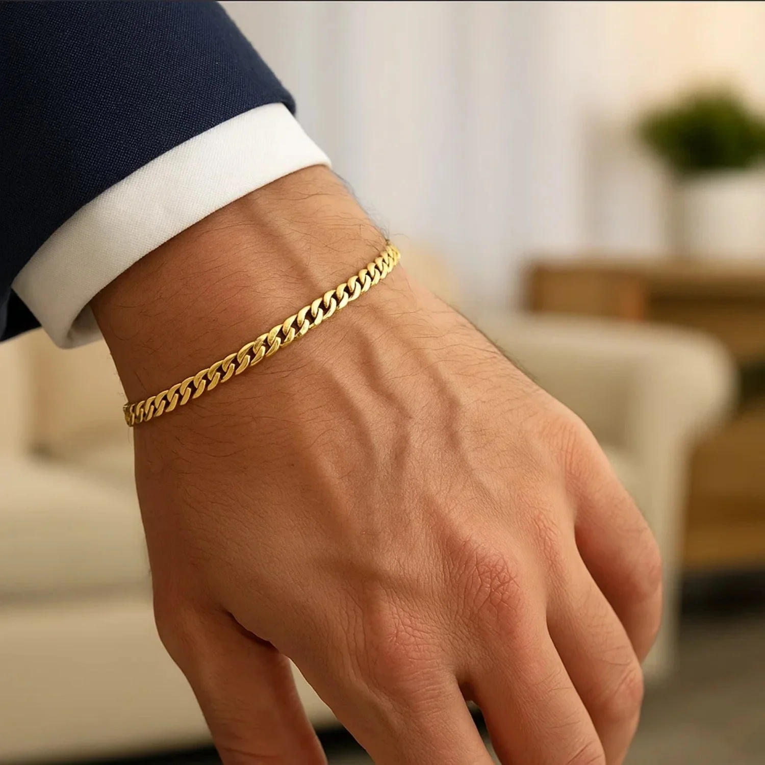 4.5mm 14k Yellow Gold Miami Cuban Semi Solid Bracelet - Image 6