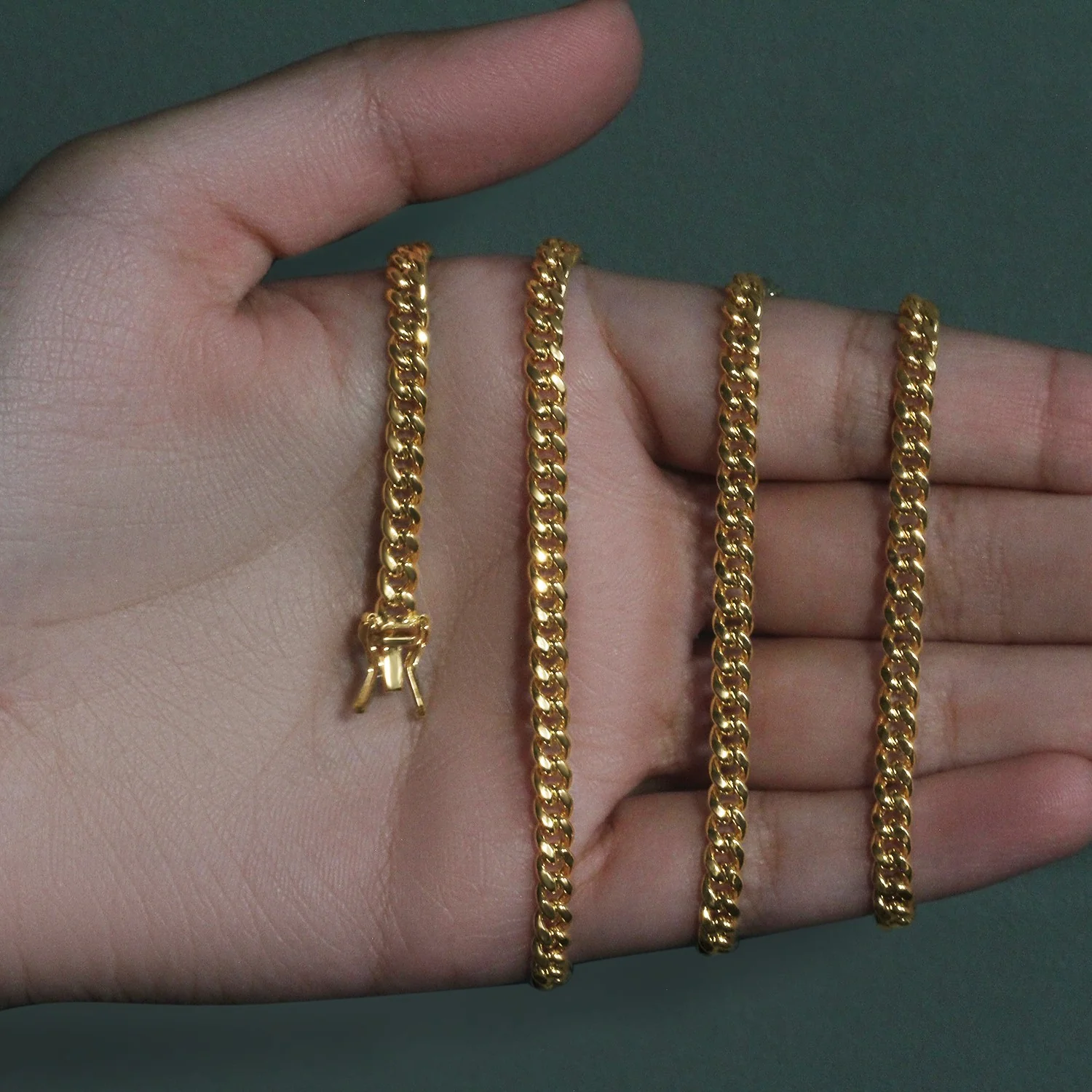 4.5mm 14k Yellow Gold Semi Solid Miami Cuban Chain - Image 5