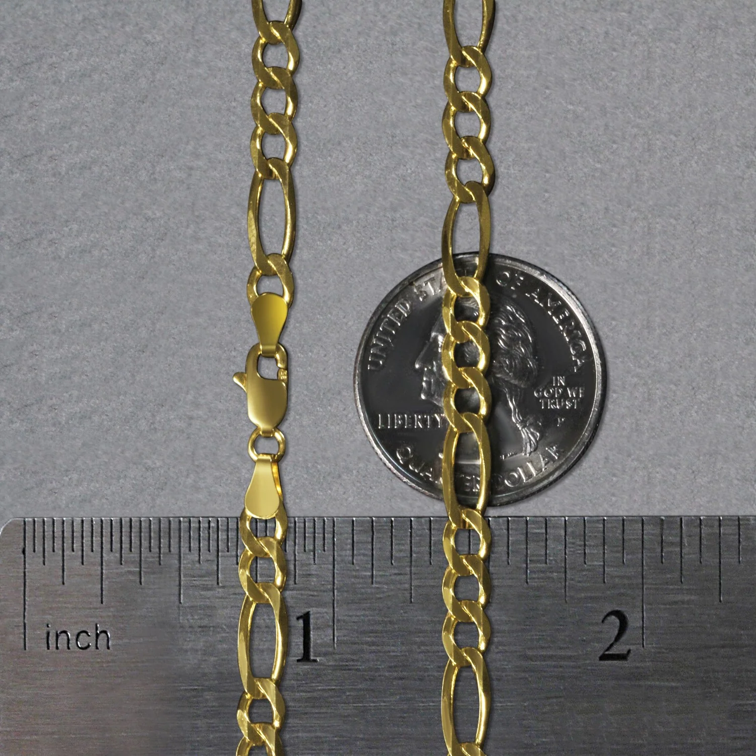 4.5mm 14k Yellow Gold Solid Figaro Chain - Image 8