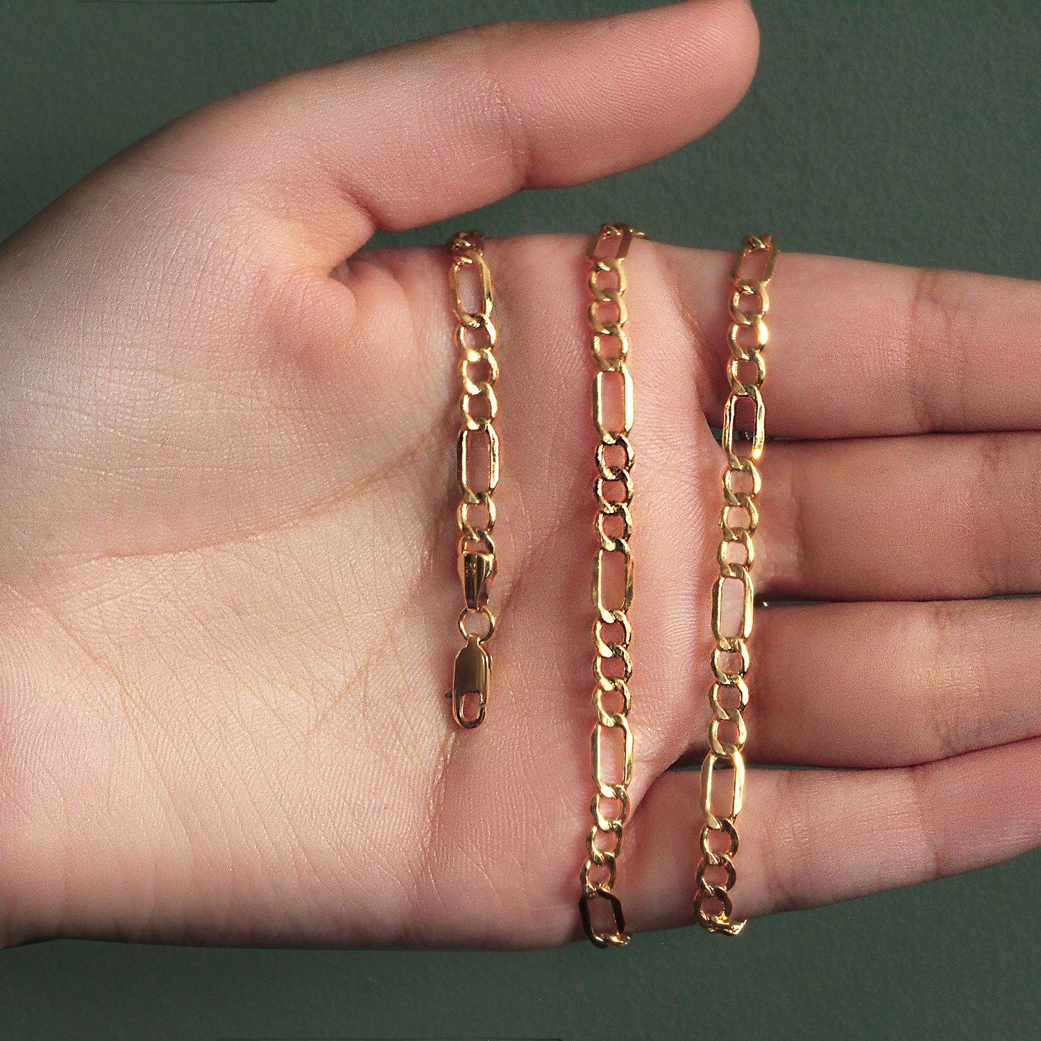 4.6mm 10k Yellow Gold Lite Figaro Chain - Image 7