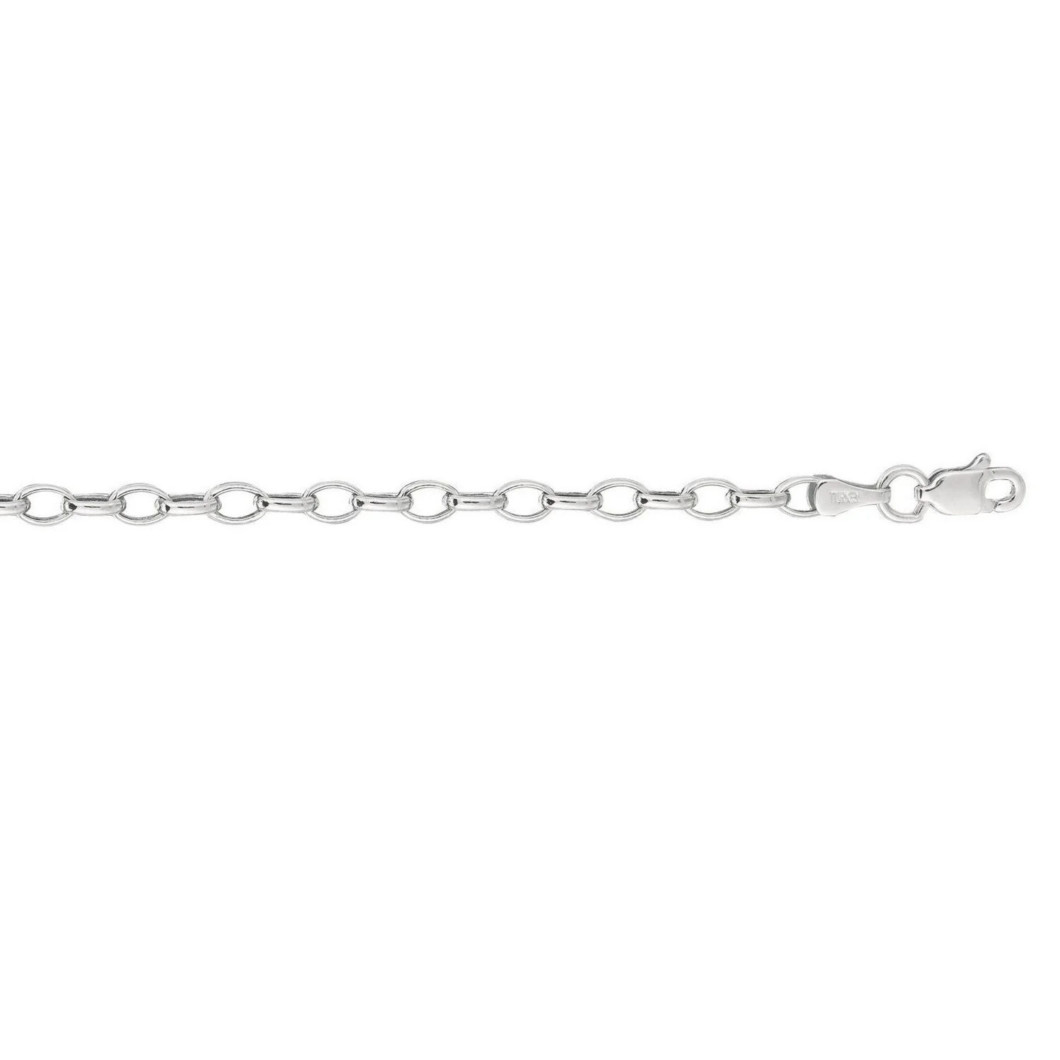 4.6mm 14k White Gold Oval Rolo Chain - Image 10