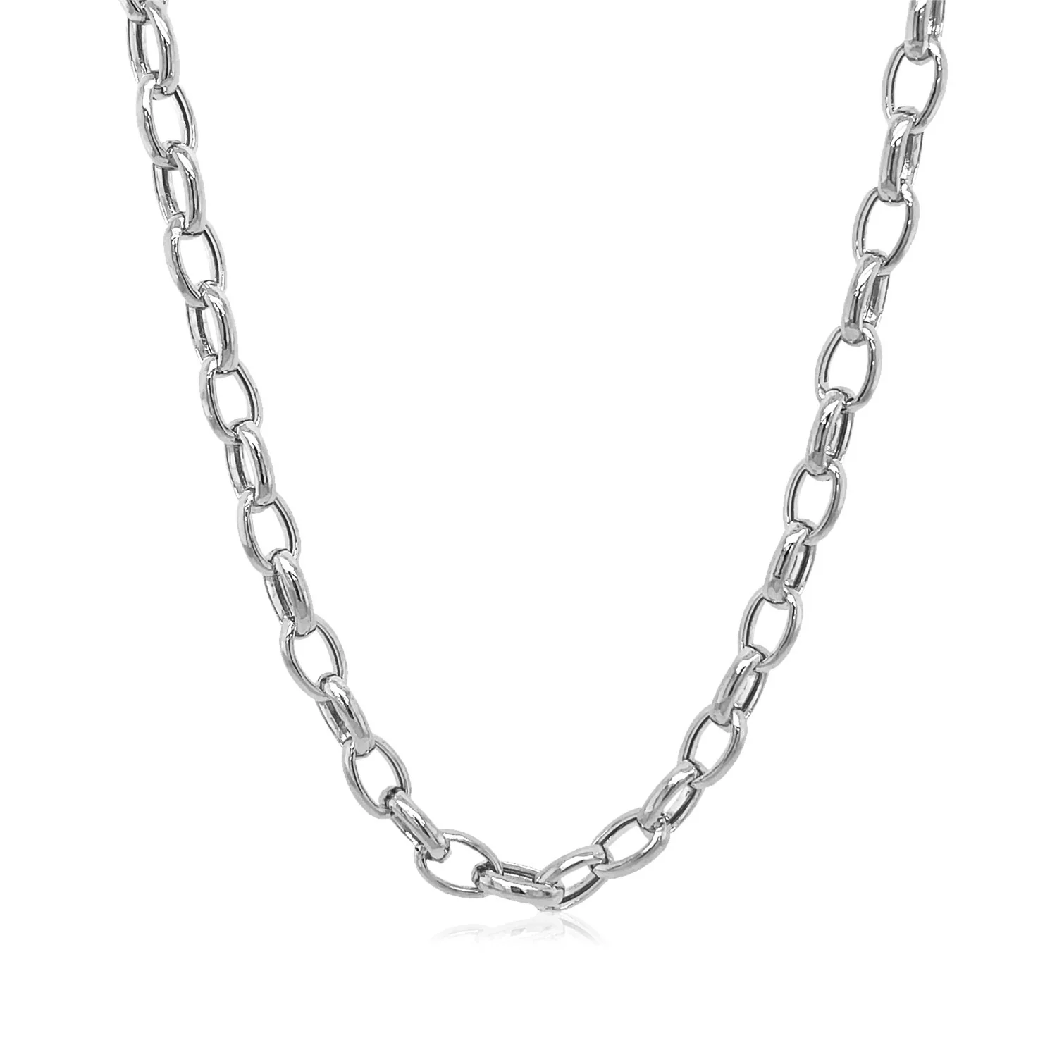 4.6mm 14k White Gold Oval Rolo Chain - Image 4