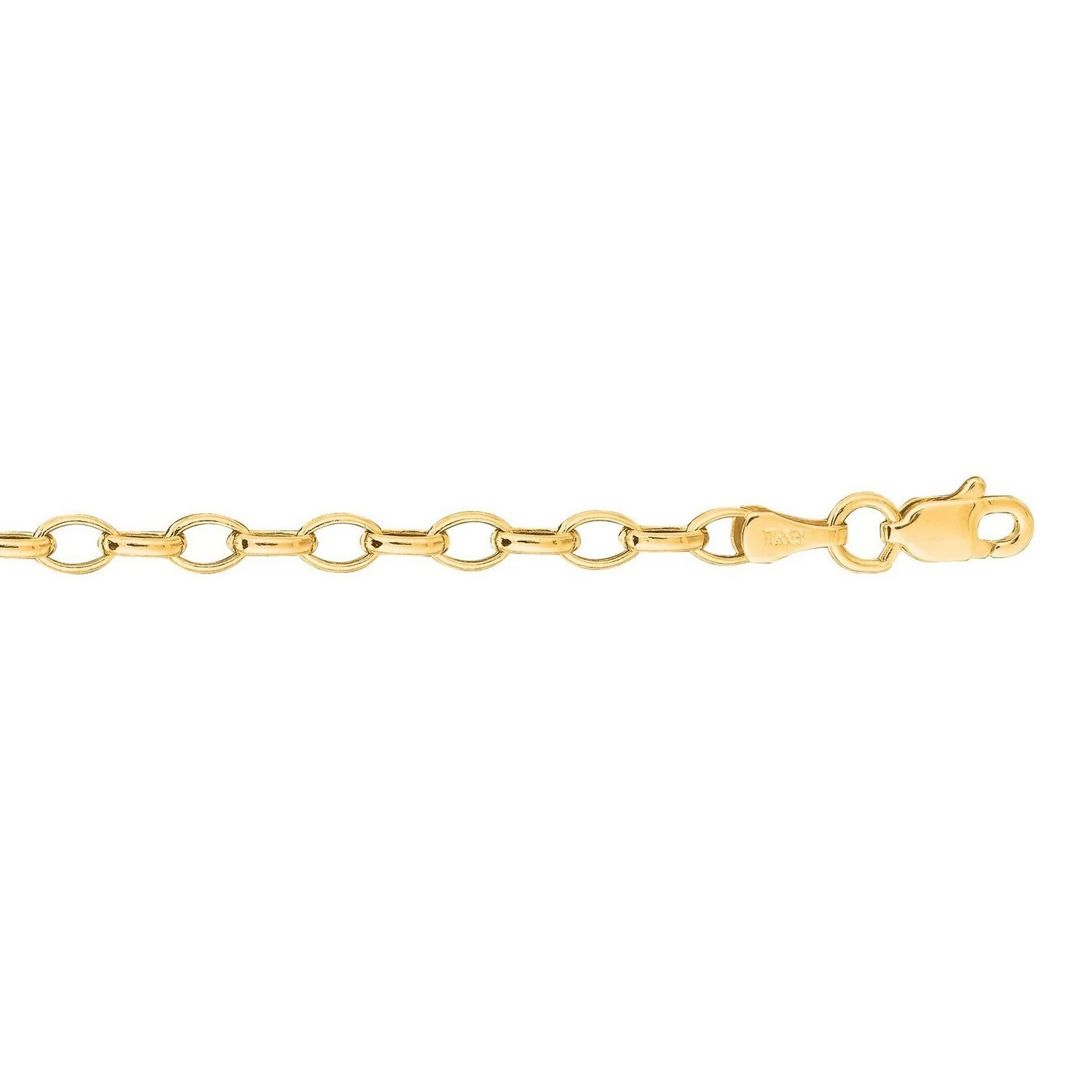 4.6mm 14k Yellow Gold Oval Rolo Chain - Image 11