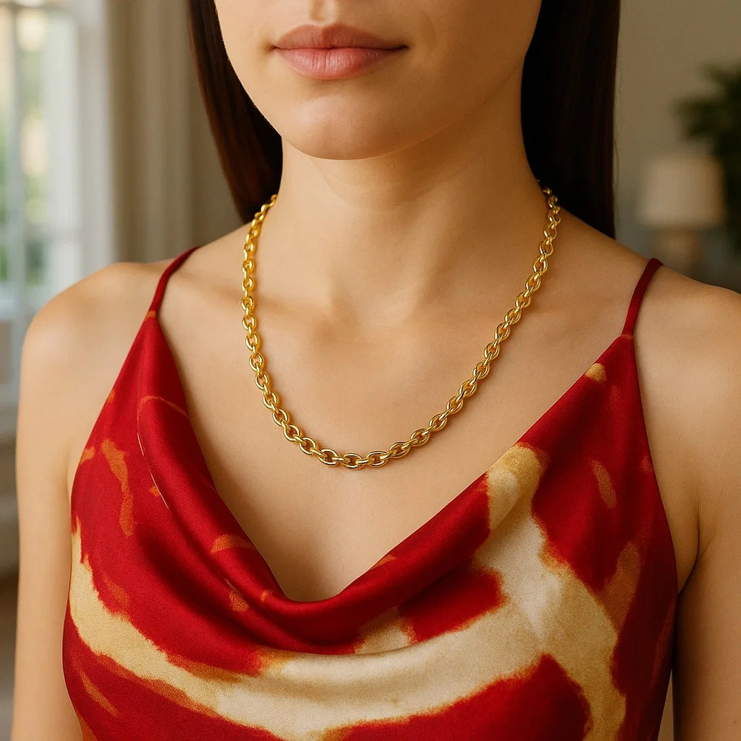 4.6mm 14k Yellow Gold Oval Rolo Chain - Image 13