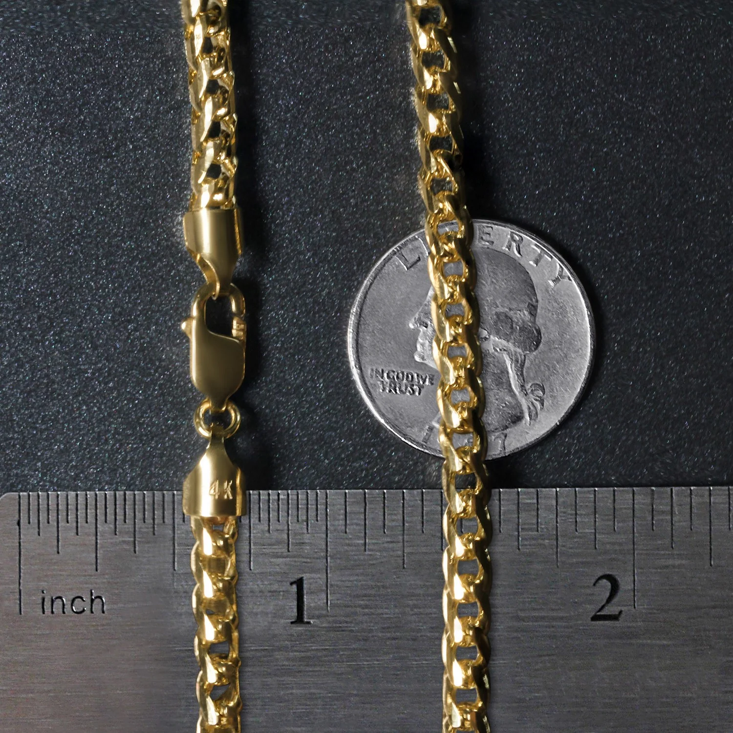 4.6mm 14k Yellow Solid Gold Diamond Cut Round Franco Chain - Image 10