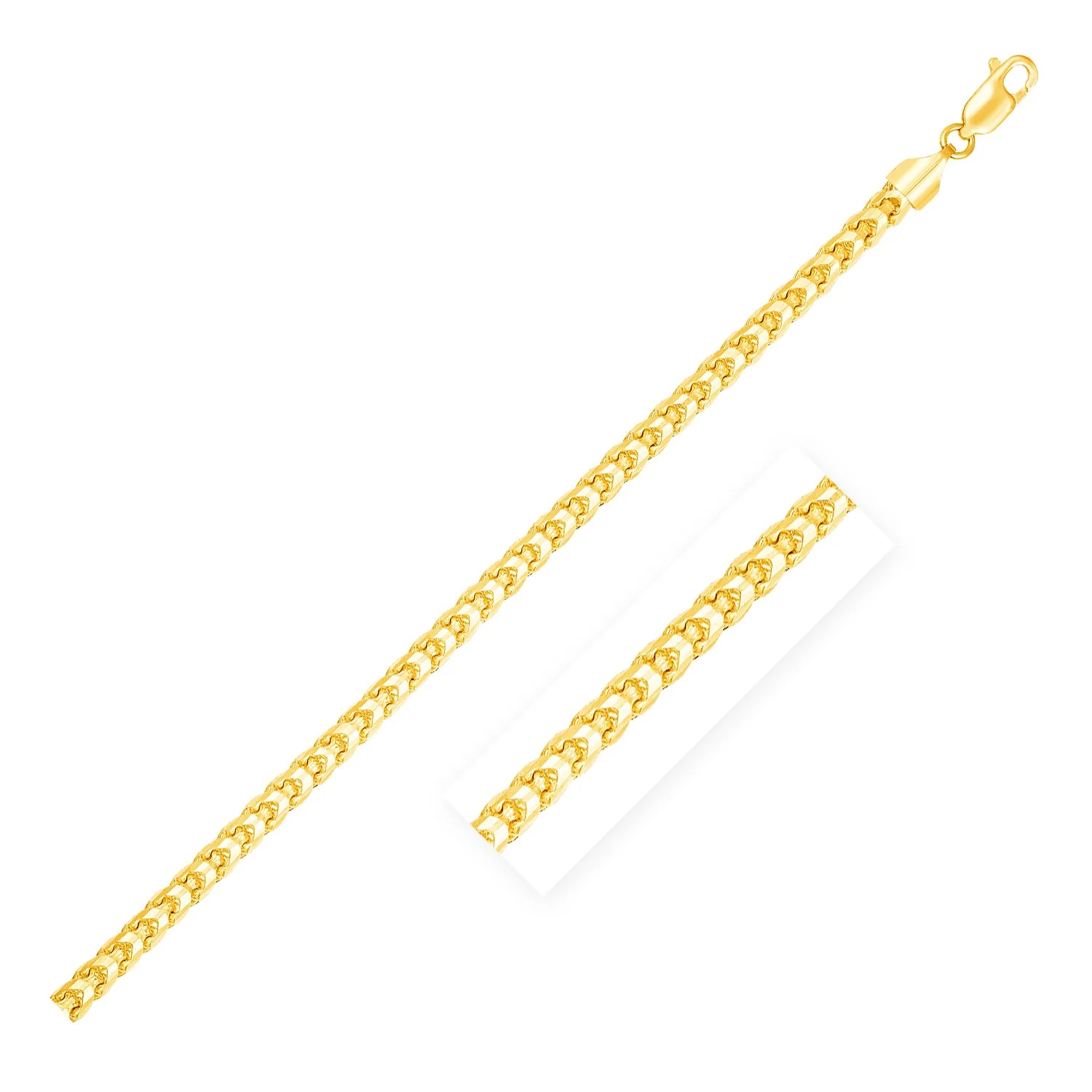4.6mm 14k Yellow Solid Gold Diamond Cut Round Franco Chain - Image 2