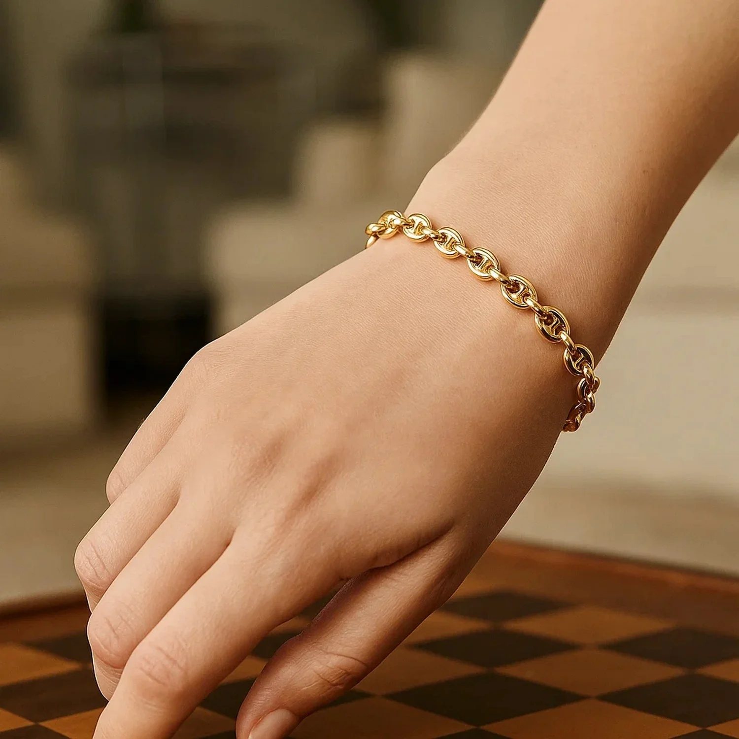 4.7mm 14k Yellow Gold Puffed Mariner Link Bracelet - Image 5