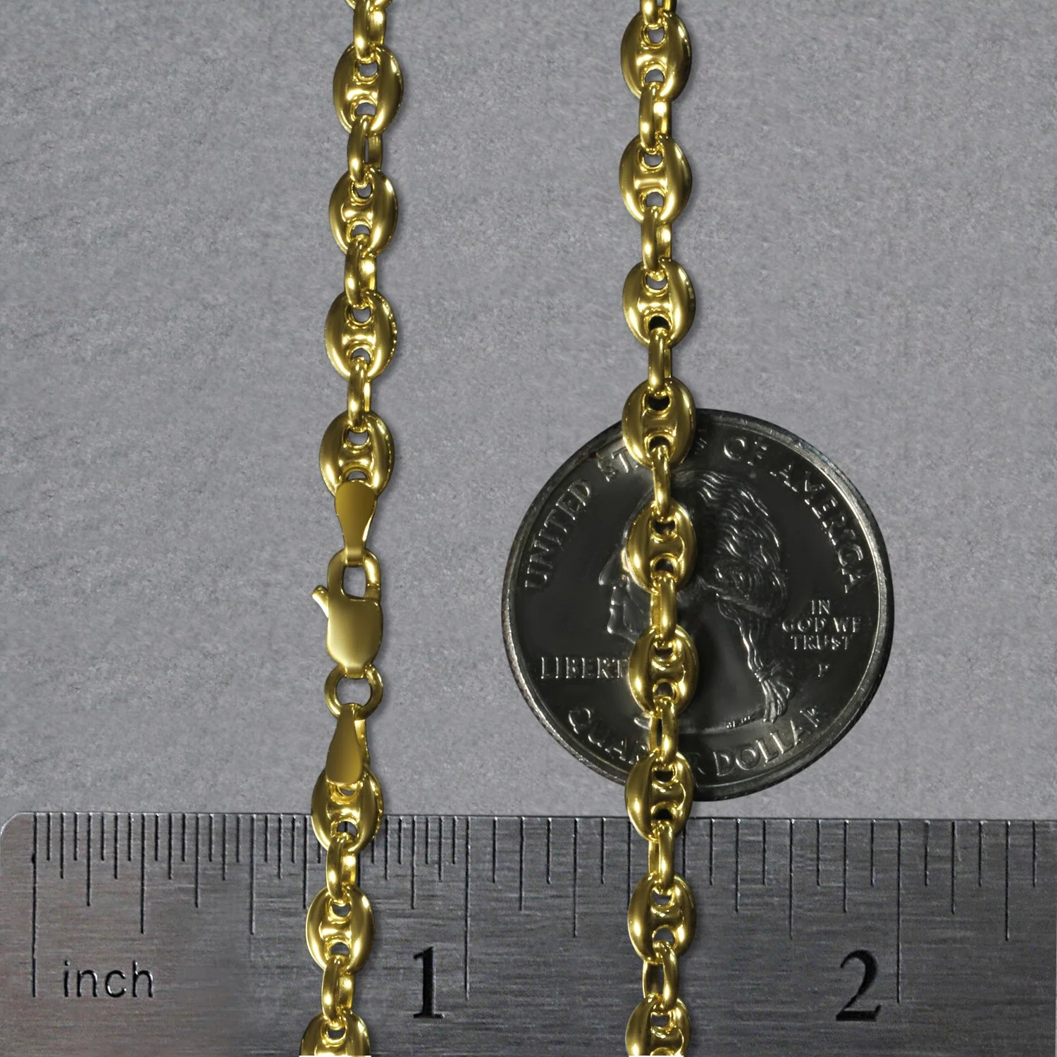 4.7mm 14k Yellow Gold Puffed Mariner Link Chain - Image 30