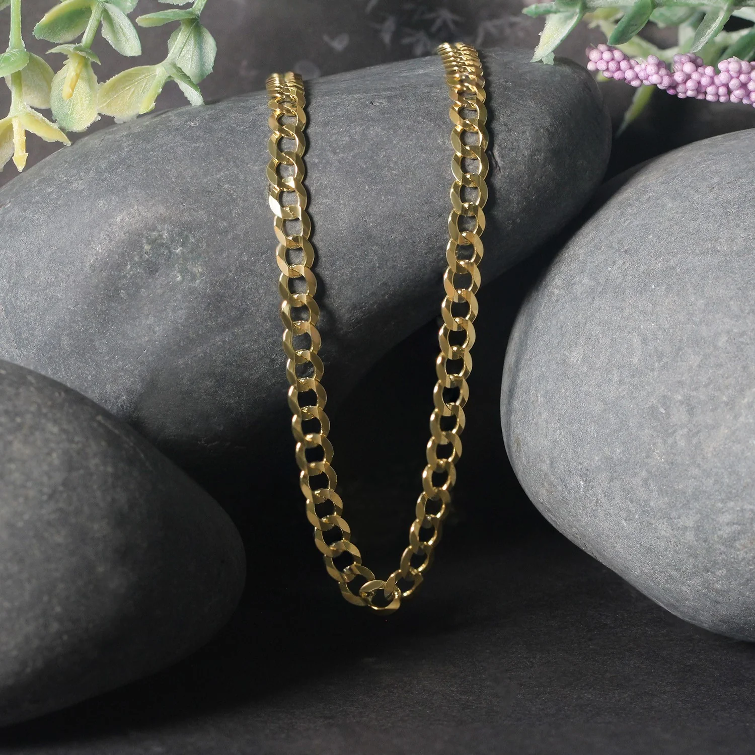 4.7mm 14k Yellow Gold Solid Curb Chain - Image 17