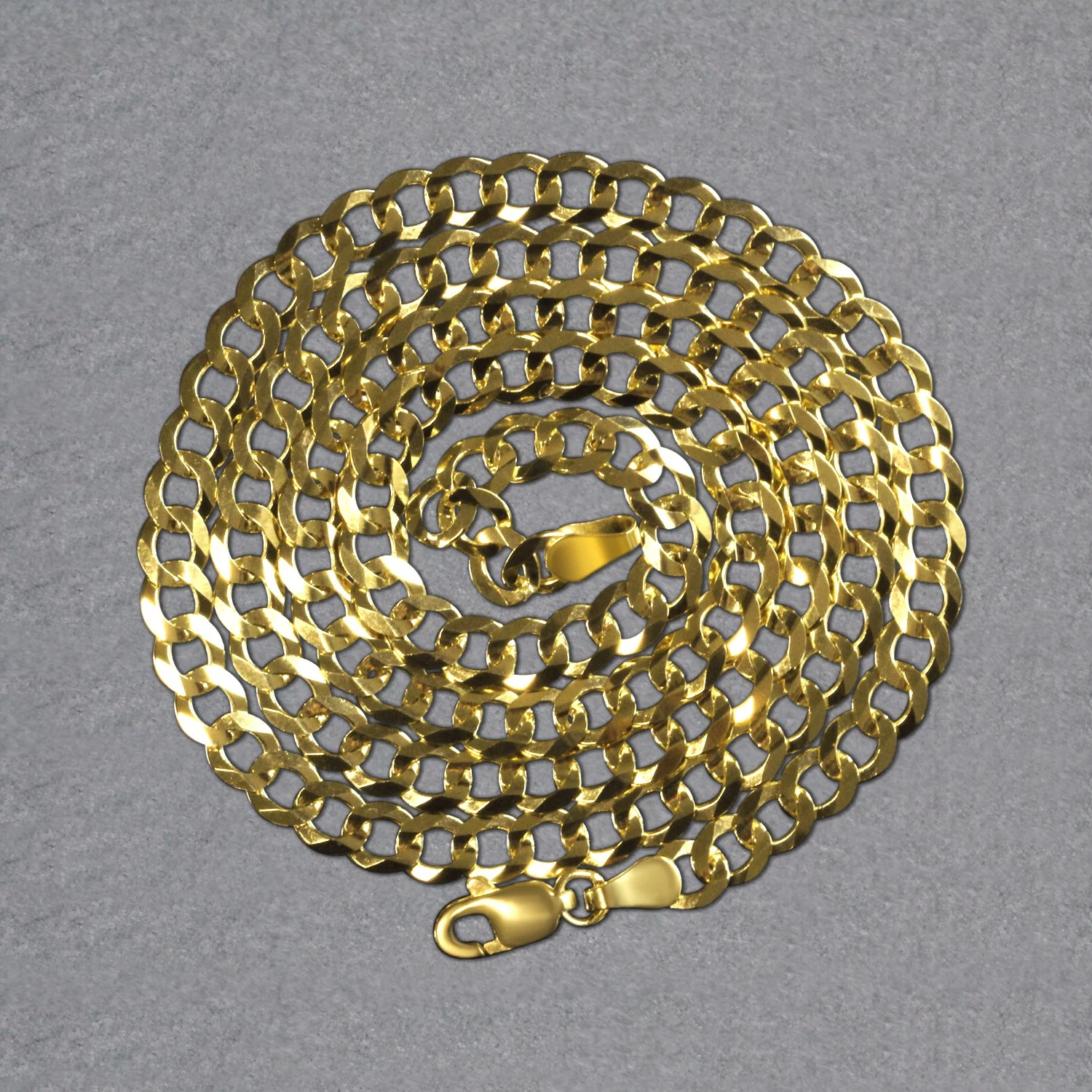 4.7mm 14k Yellow Gold Solid Curb Chain - Image 23