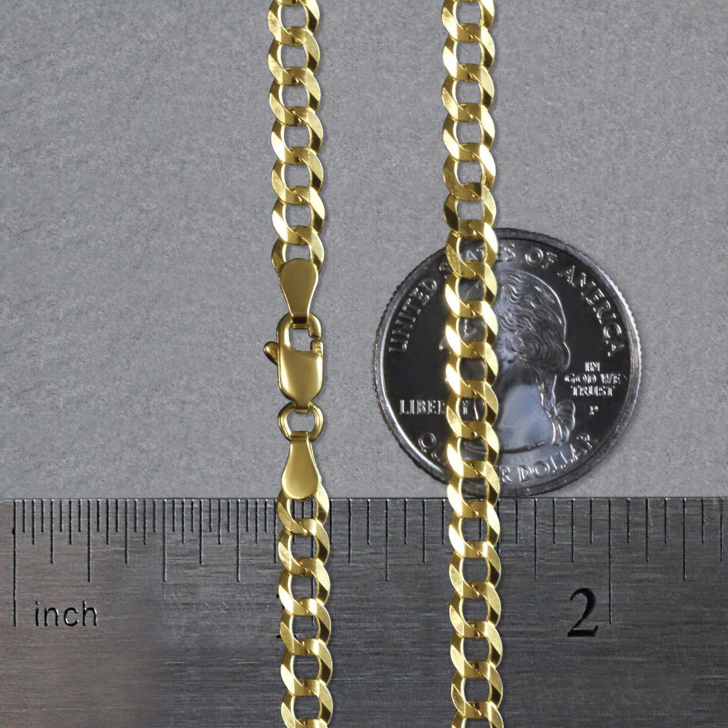 4.7mm 14k Yellow Gold Solid Curb Chain - Image 25
