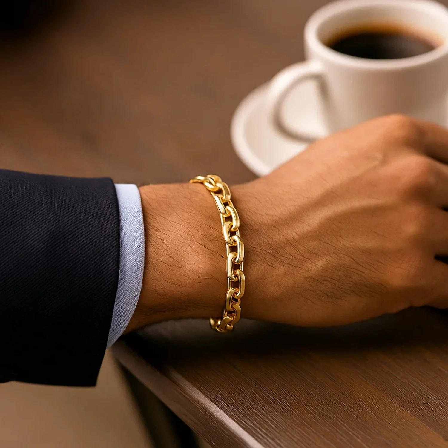 4.8mm 14k Yellow Gold French Cable Chain Bracelet - Image 6