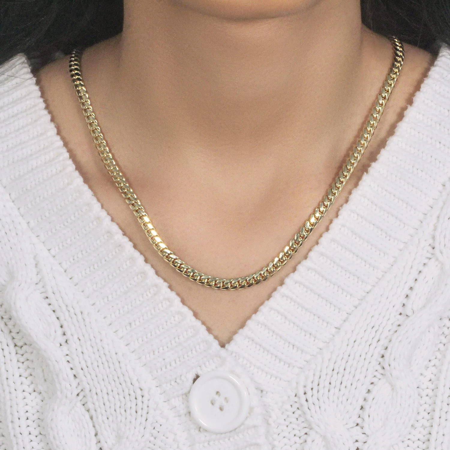 4.9mm 10k Yellow Gold Classic Miami Cuban Solid Chain - Image 10