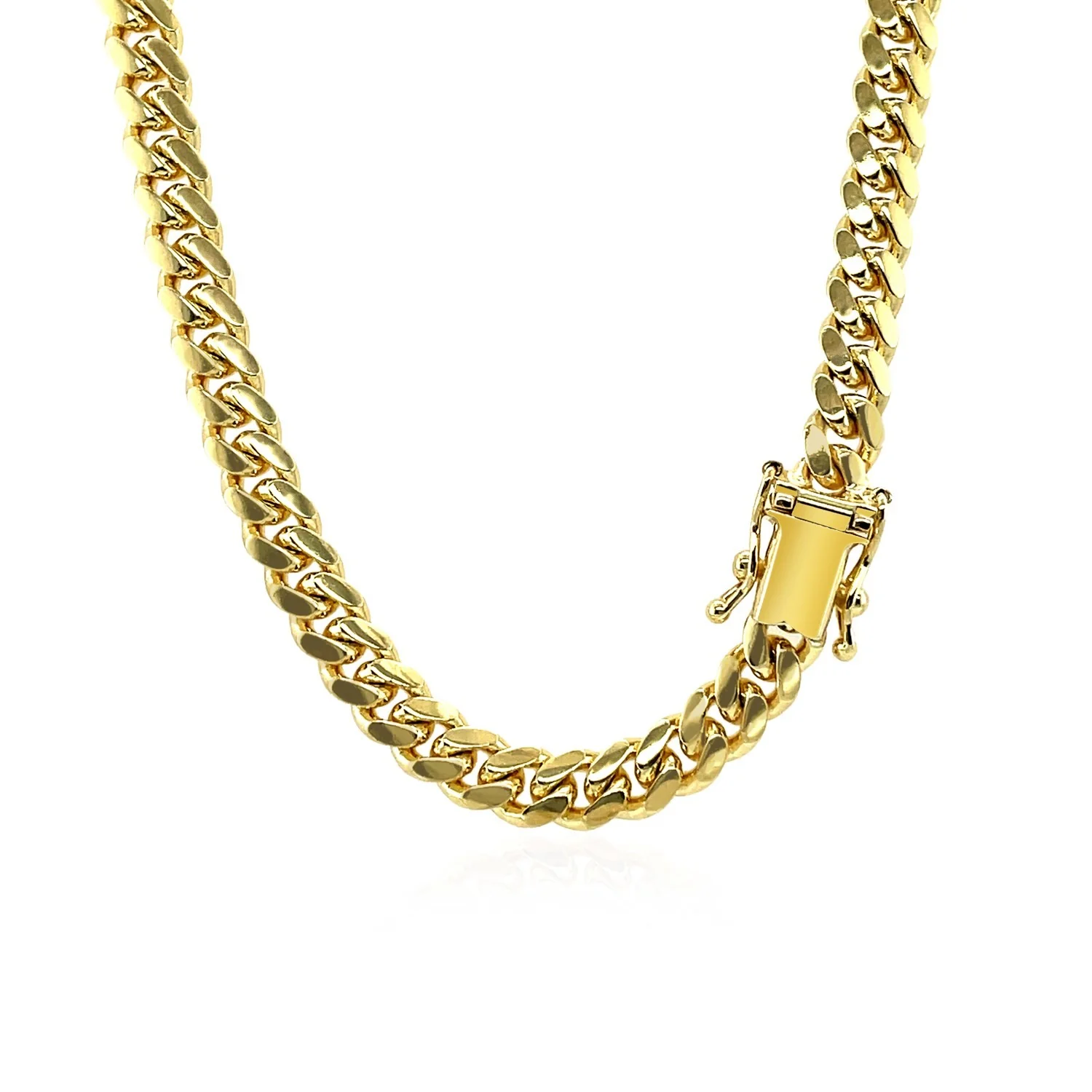 4.9mm 10k Yellow Gold Classic Miami Cuban Solid Chain - Image 4