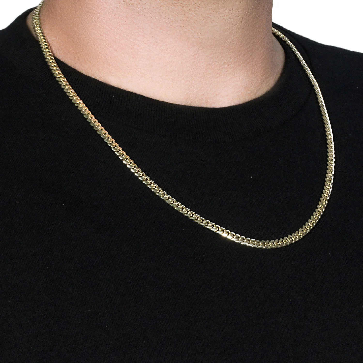 4.9mm 10k Yellow Gold Classic Miami Cuban Solid Chain - Image 9