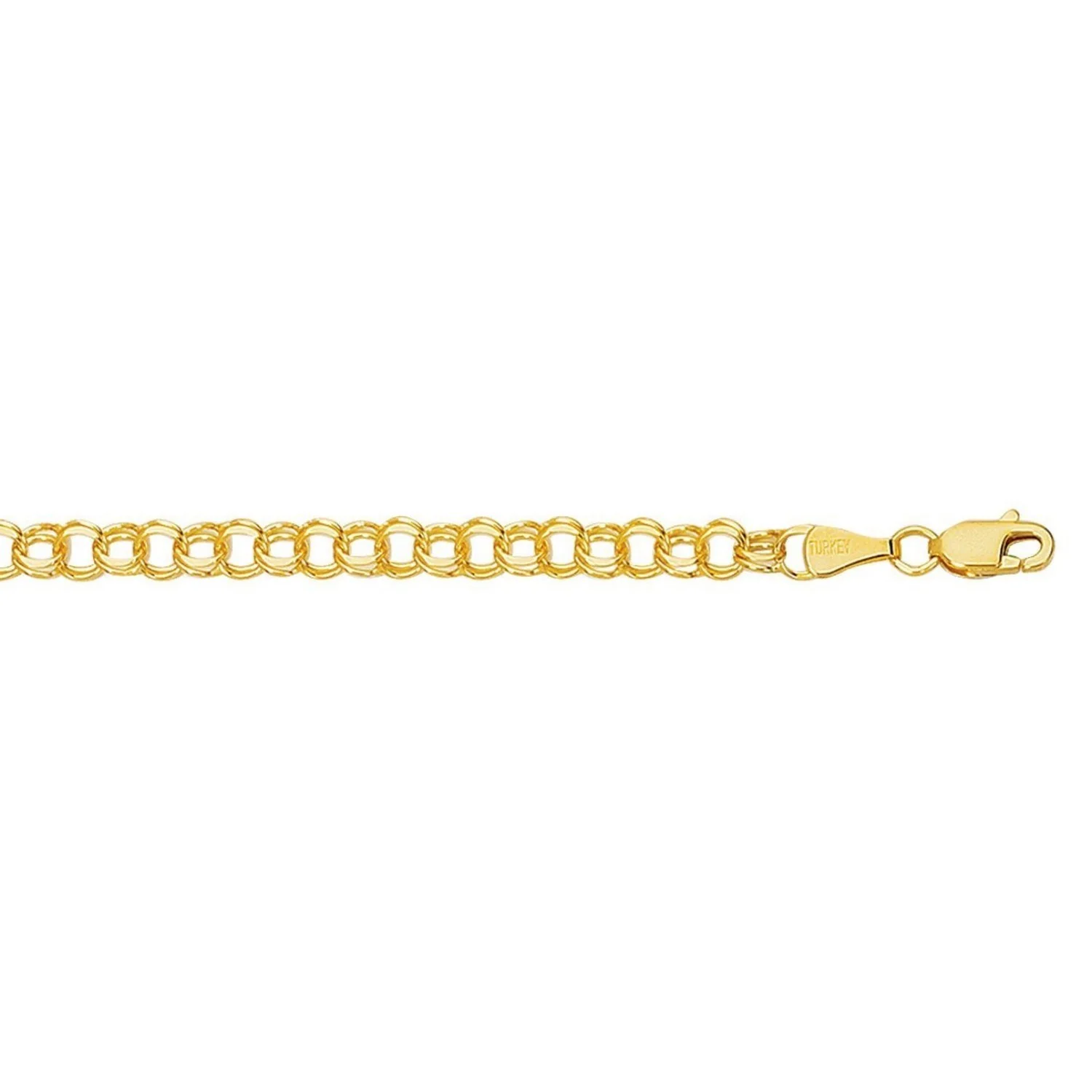 5.0 mm 14k Yellow Gold Solid Double Link Charm Bracelet - Image 4