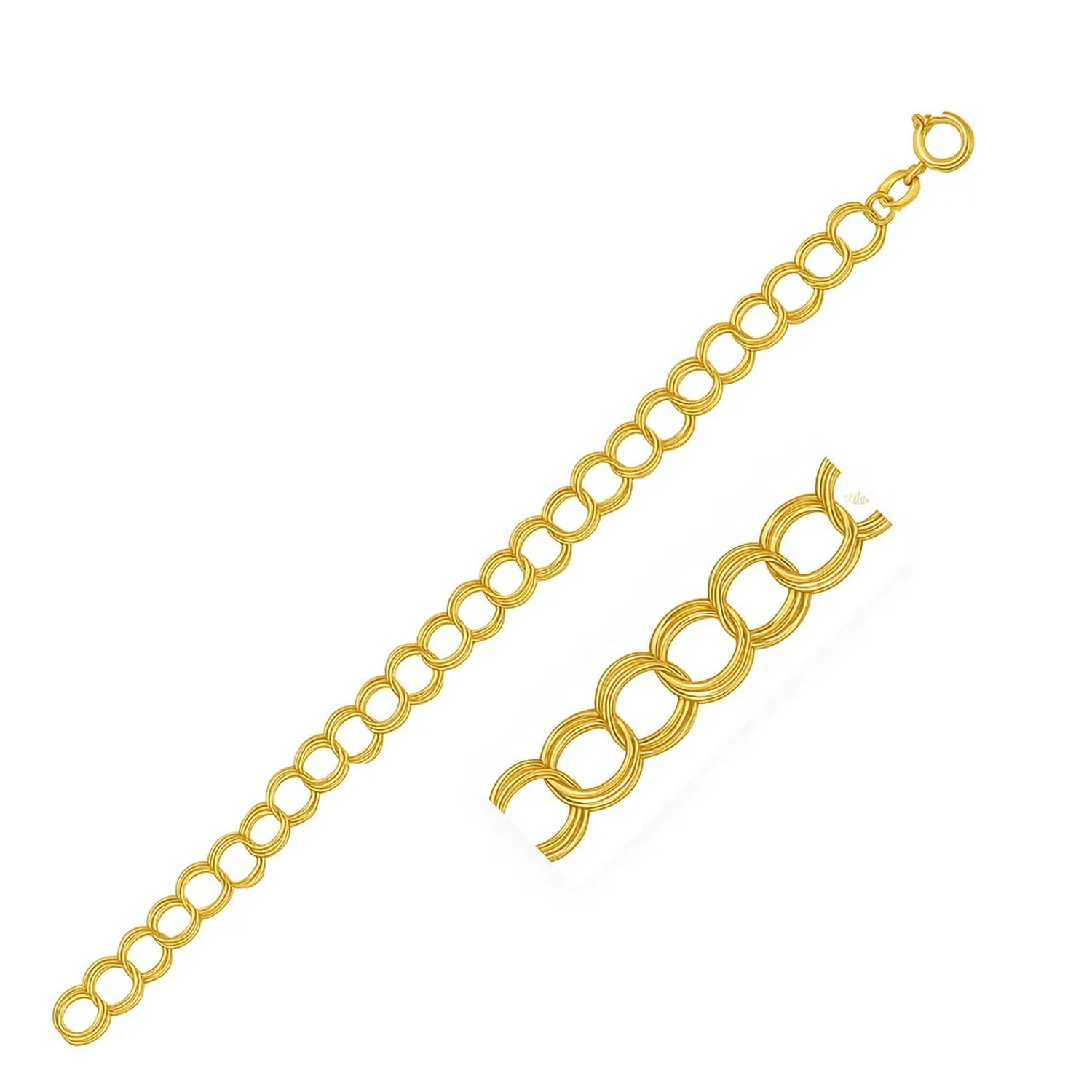 5.0 mm 14k Yellow Gold Triple Link Charm Bracelet