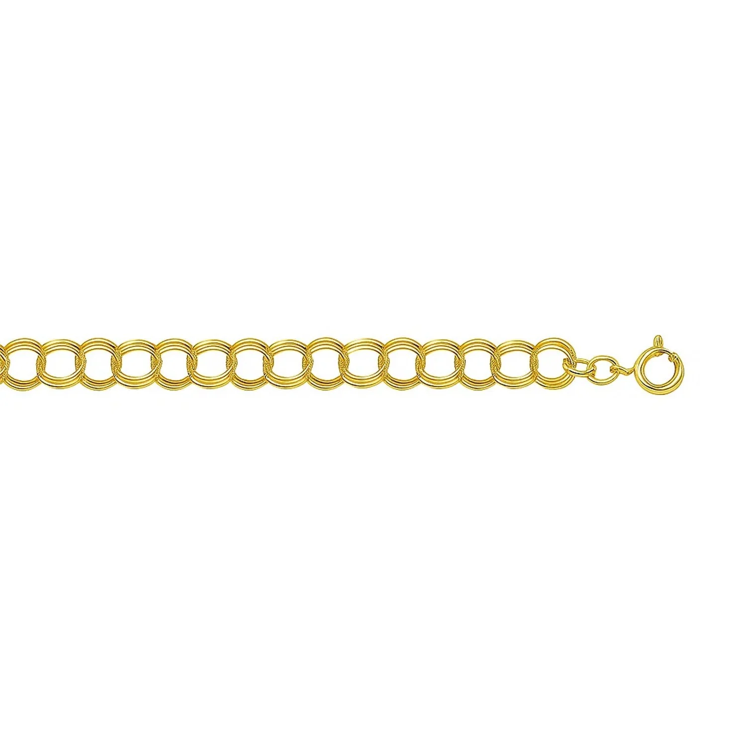 5.0 mm 14k Yellow Gold Triple Link Charm Bracelet - Image 2